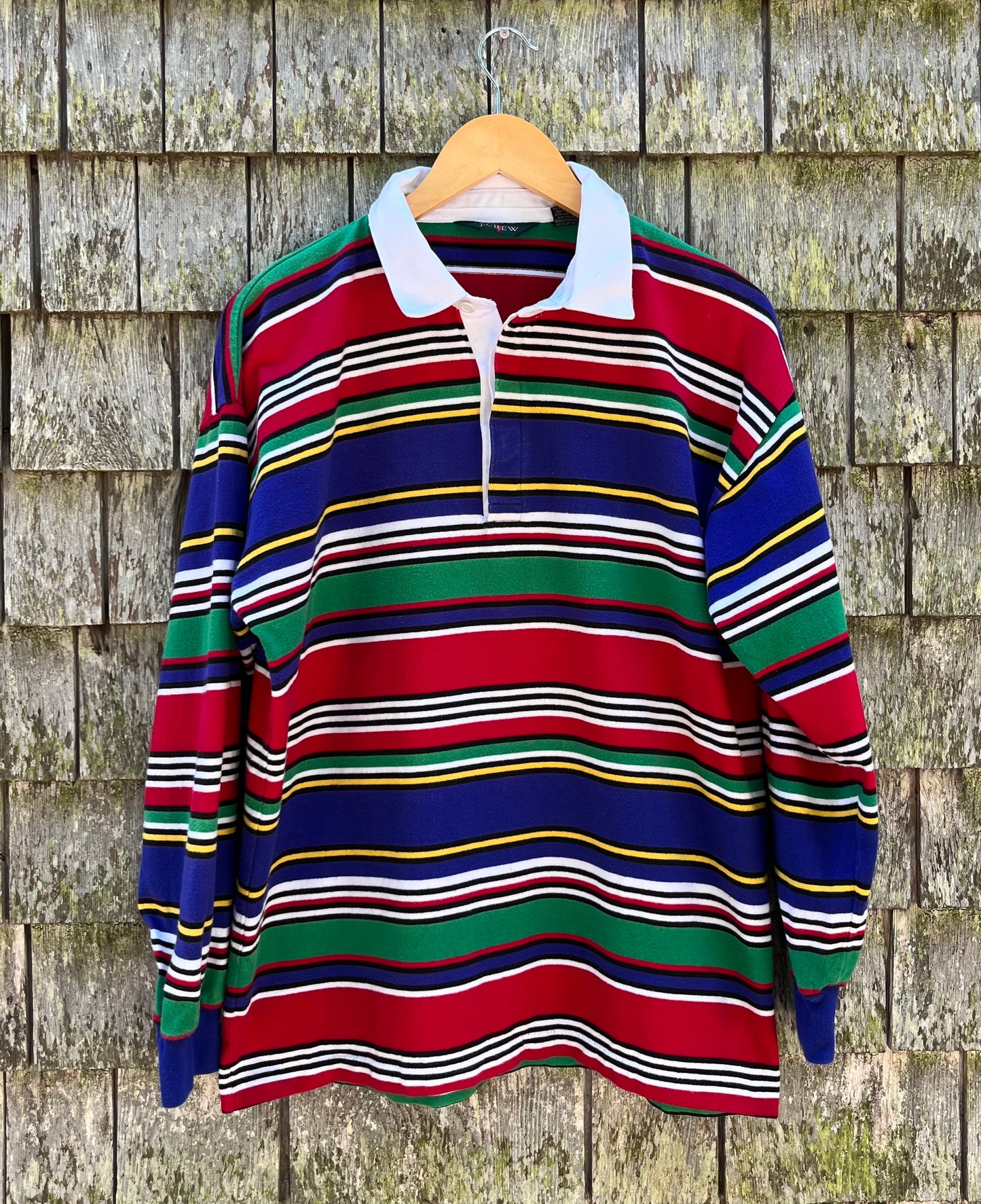 90s J.Crew Multi Stripe Cotton Rugby Shirt (L)