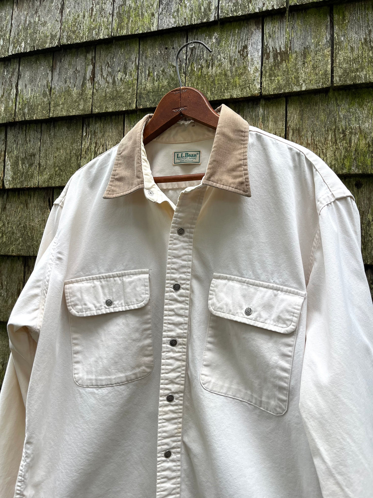 90s L.L. Bean Snap Front Cotton Canvas Work Shirt (XL)