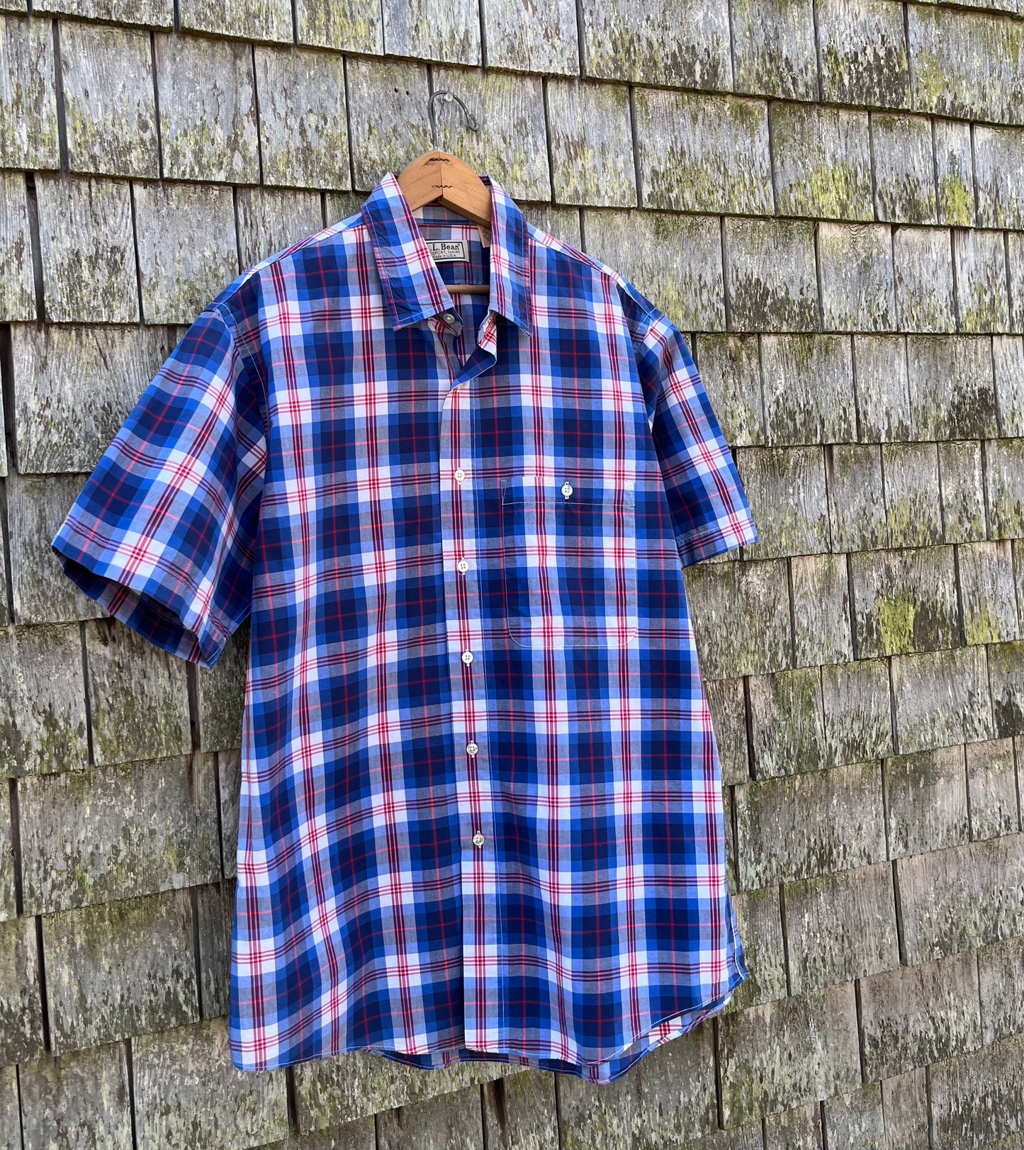 80s L.L. Bean Short Sleeve Cotton Button Front Shirt (L/XL)