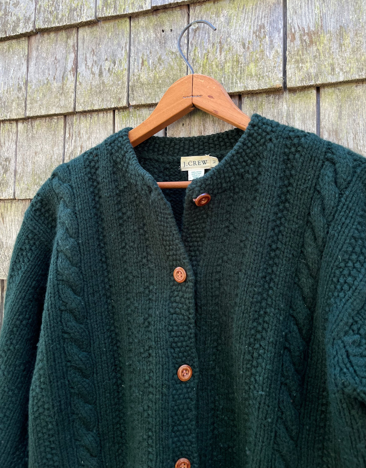 90s J.Crew Wool Cable Knit Cardigan Sweater (Women’s M/L)