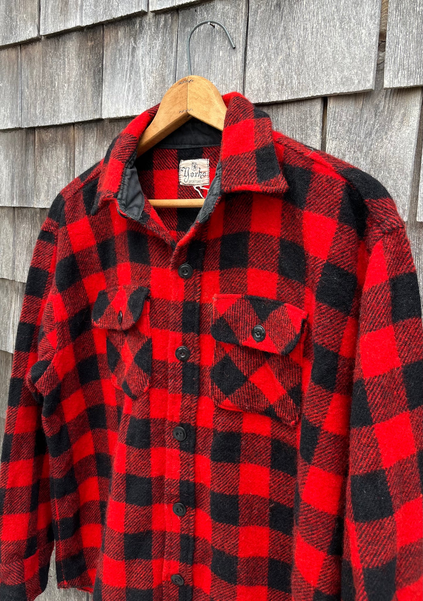 50s Yorke Sportswear Buffalo Check Wool Overshirt (XL)