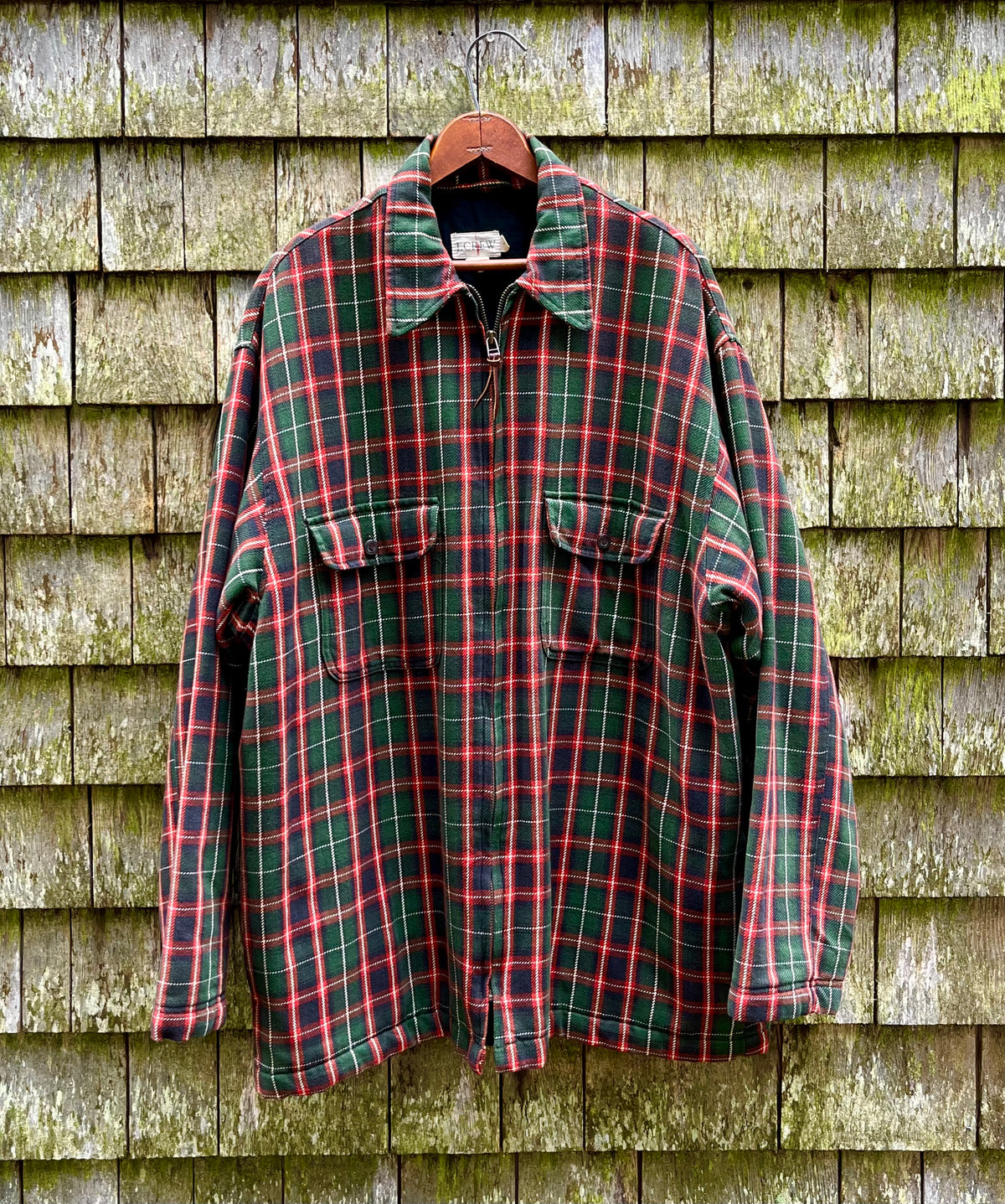 90s J.Crew Zip-Front Lined Flannel Shirt Jacket (L/XL)