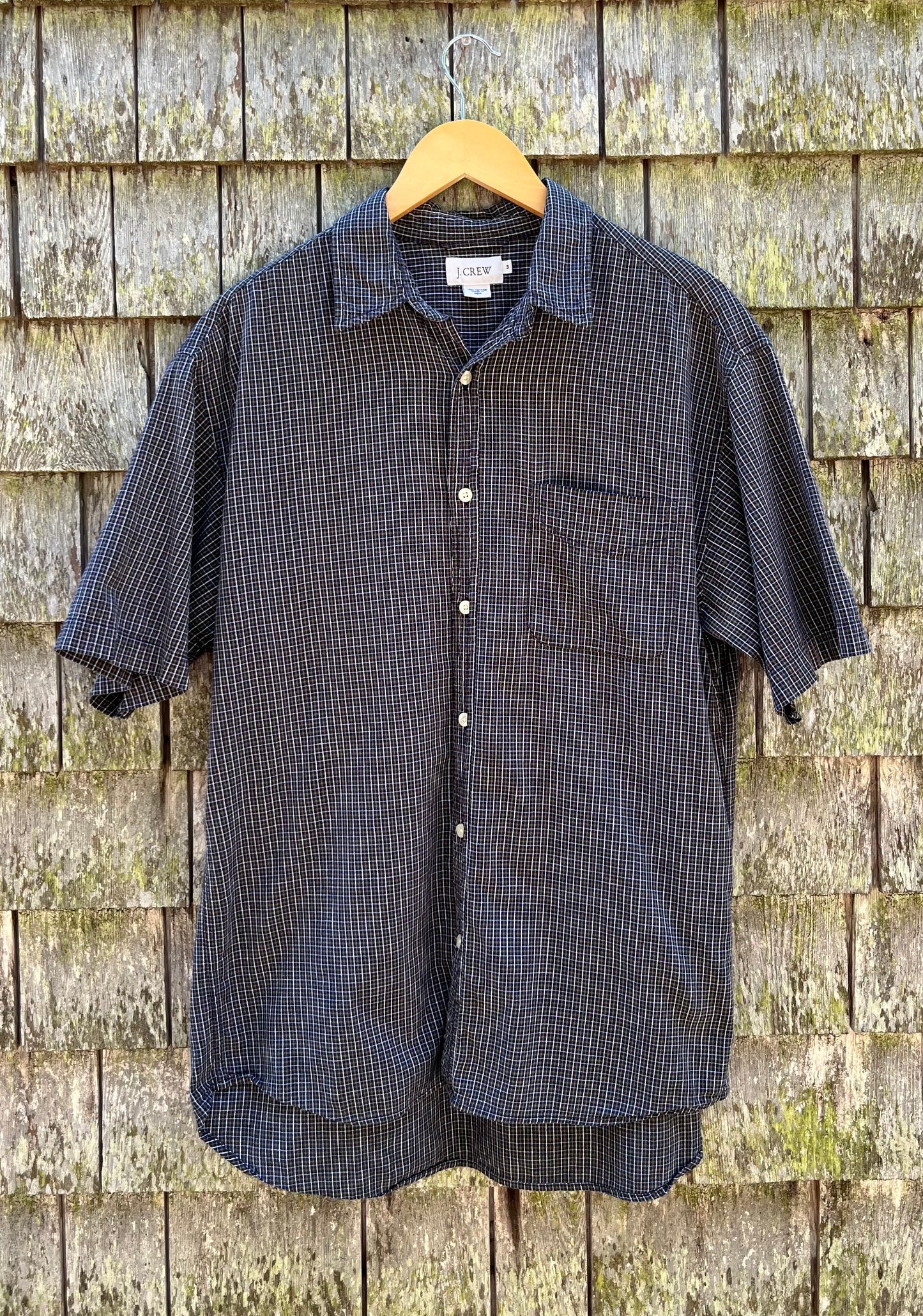 90s J.Crew Lightweight Cotton Check Button Front Shirt (L)