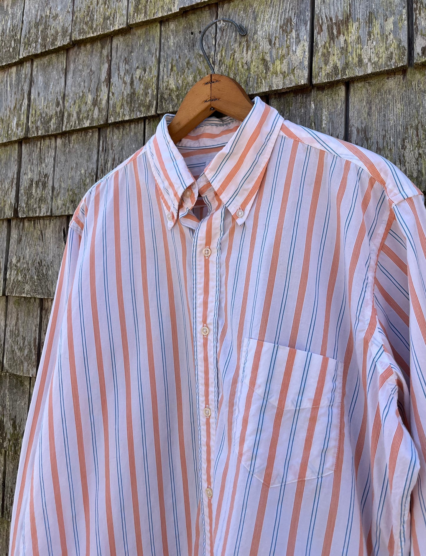 90s The Andover Shop Multi-Stripe Cotton Broadcloth Button Down Shirt (16.5/L)