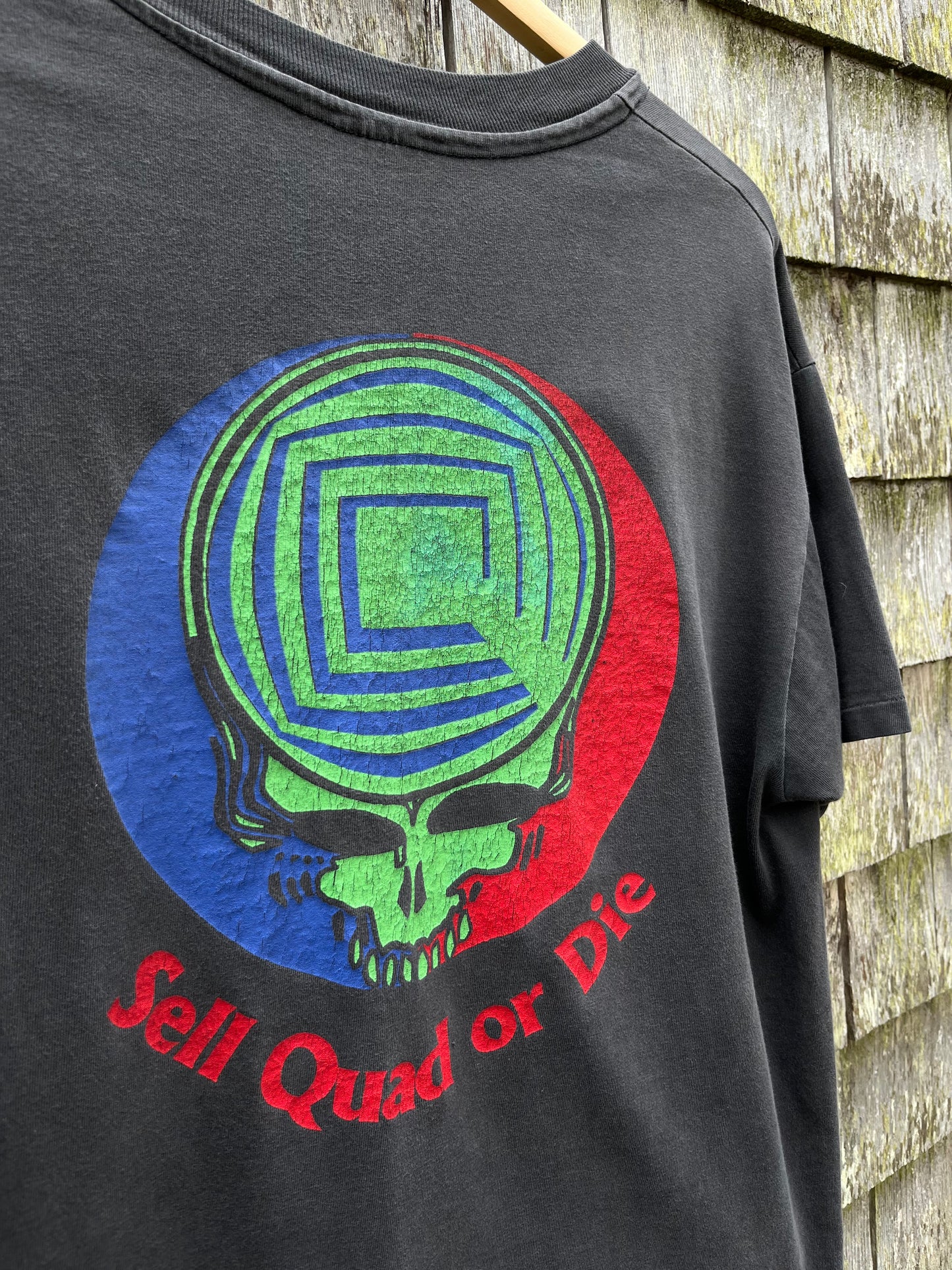 90s Quad Design Computer Graphics ‘Sell Quad or Die’ Stealie T-Shirt (L)