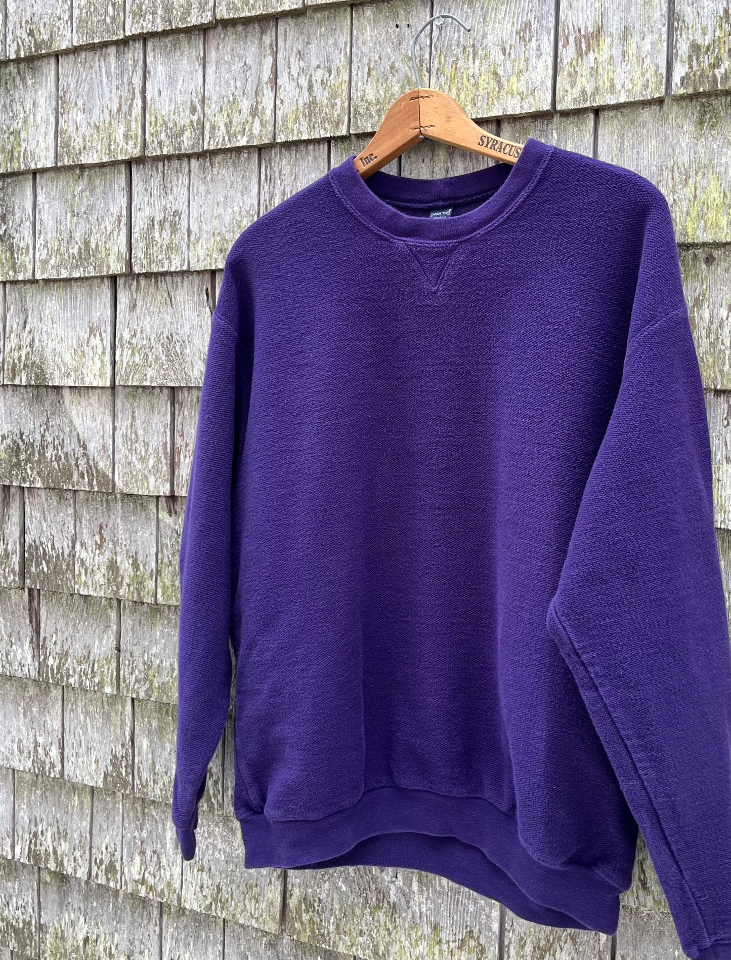 90s Lands’ End ‘Cobble Cloth’ Pique Weave Cotton Crewneck Sweatshirt (L)
