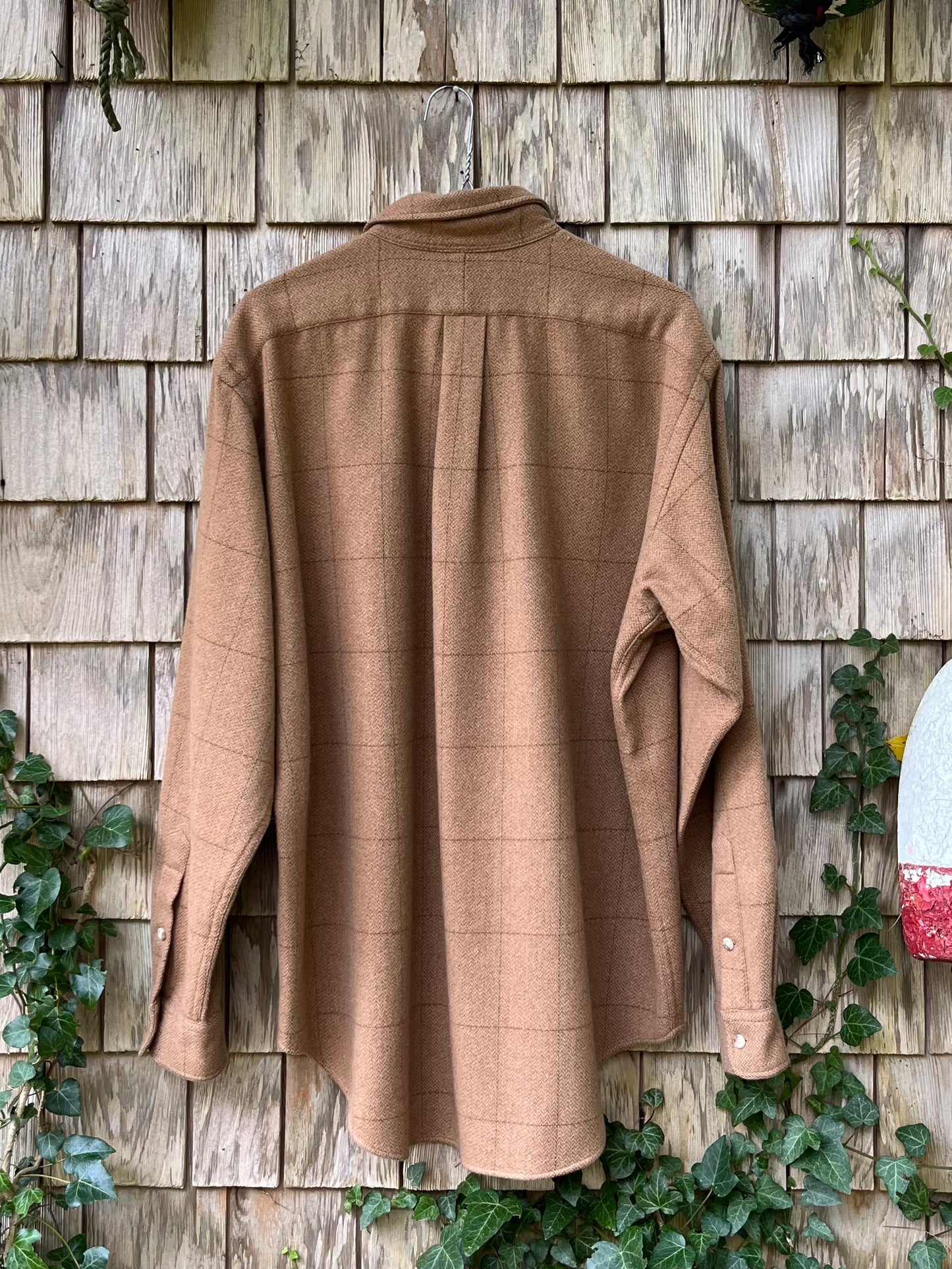 90s Polo Ralph Lauren ‘Pratt’ Camel Hair Wool Button Front Shirt (XL)