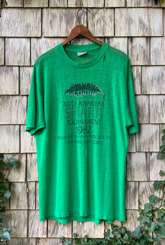 80s Lewis Bay Marina Hyannis Shark Fishing Tournament T-Shirt (M/L)