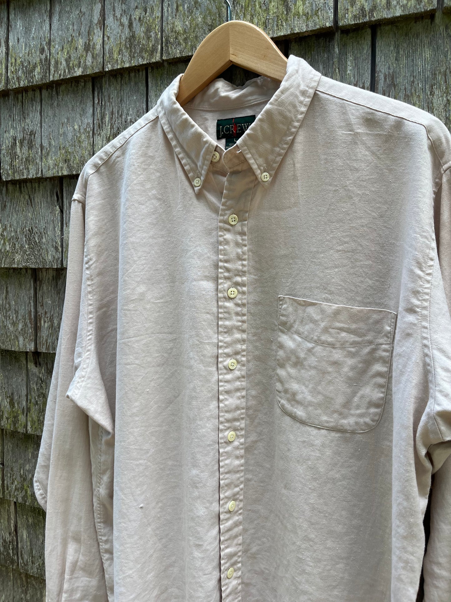 90s J.Crew Linen Button Down Shirt (XL)