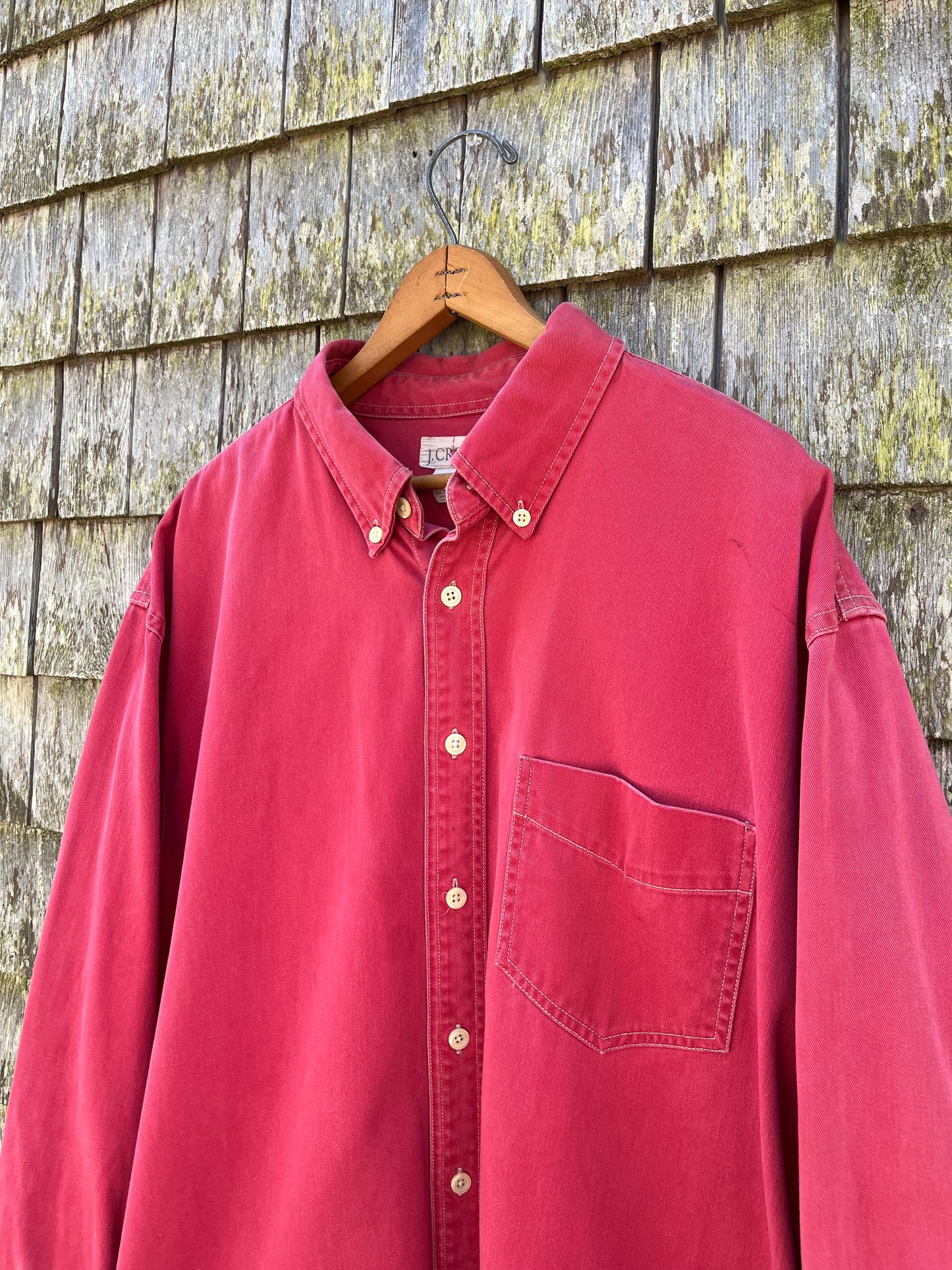 90s J.Crew Cotton Canvas Button Front Shirt (XL)