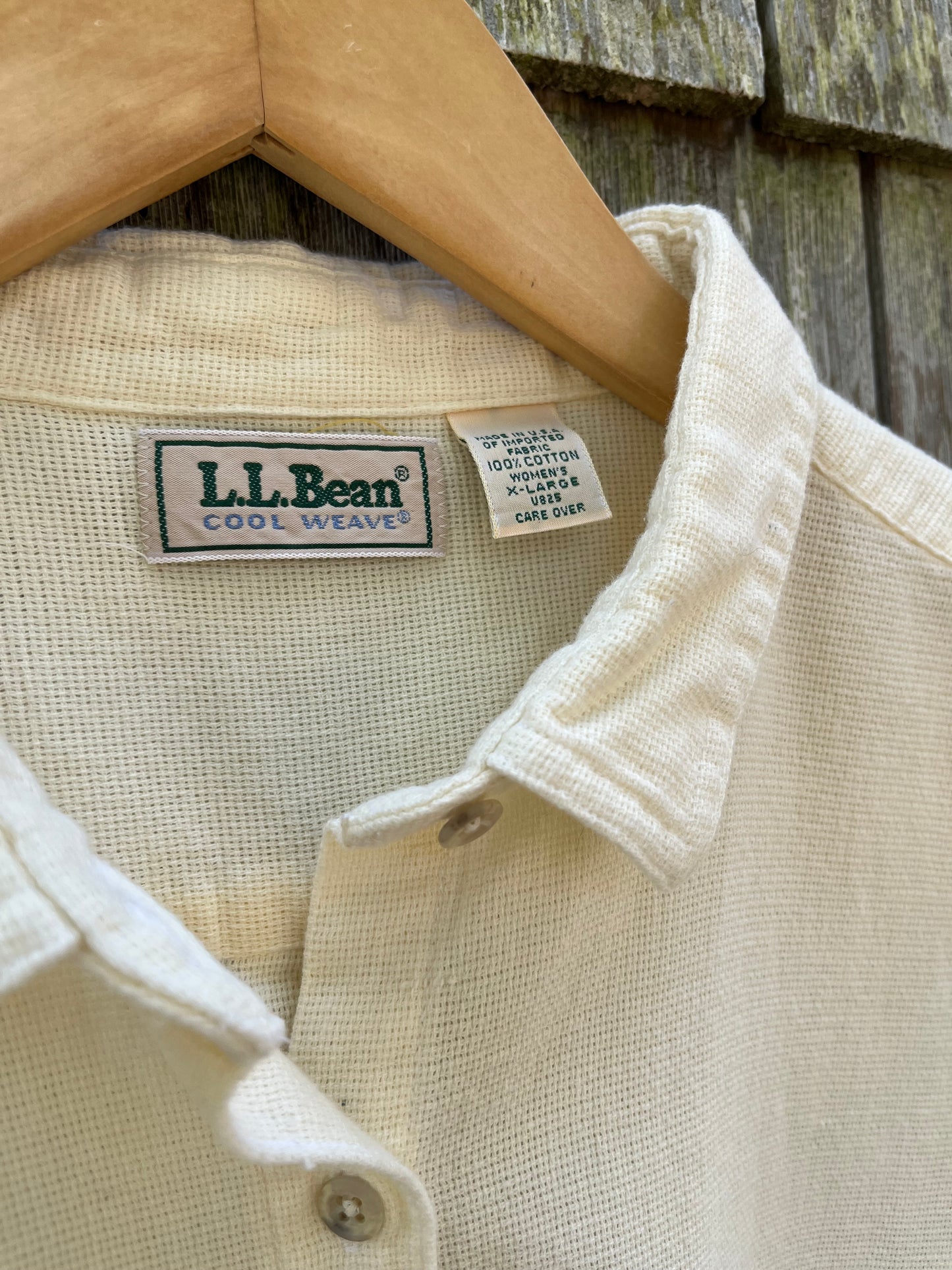 90s L.L. Bean ‘Cool Weave’ Open Weave Cotton Button Front Shirt (M/L)