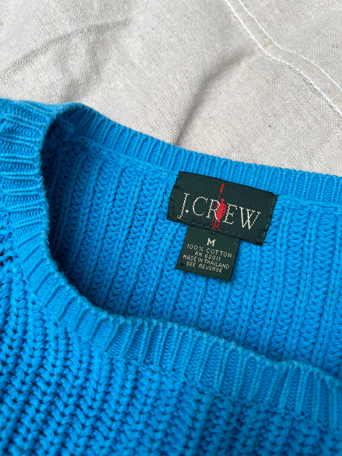 90s J.Crew Raglan Sleeve Shaker Stitch Cotton Knit Sweater (M/L)