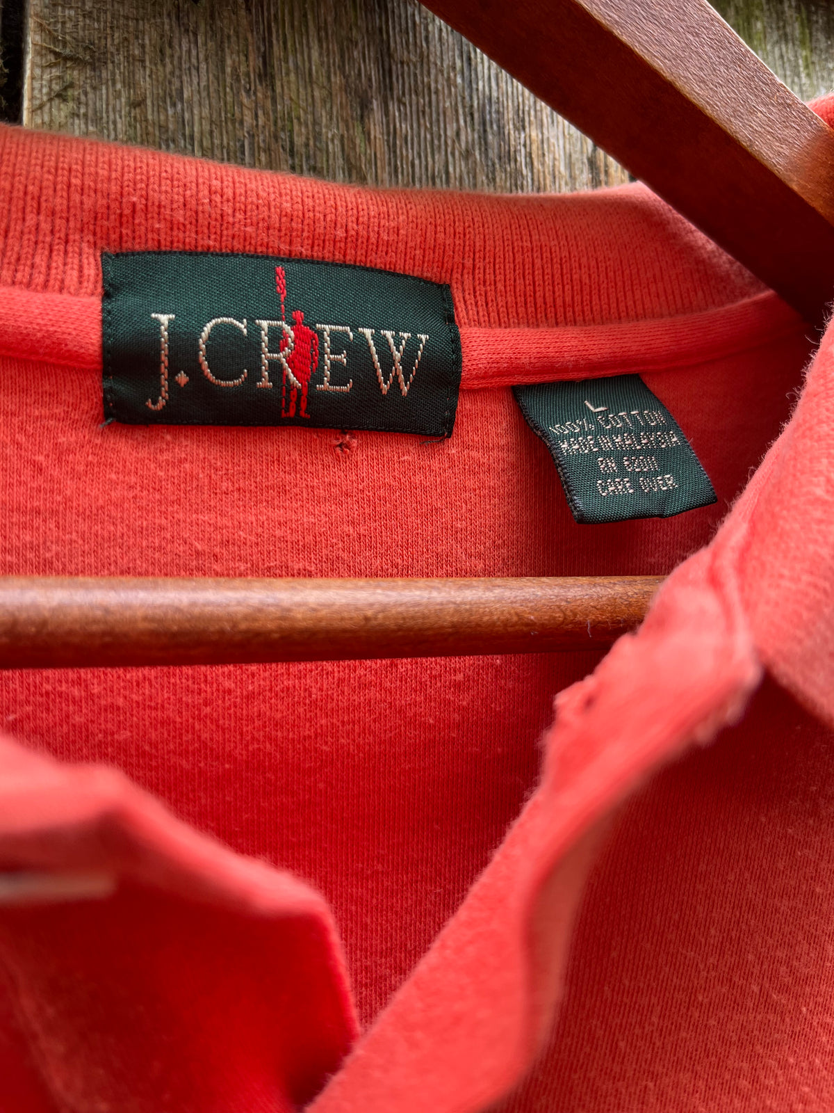 90s J.Crew Brushed Cotton Long Sleeve Polo Shirt (L/XL)