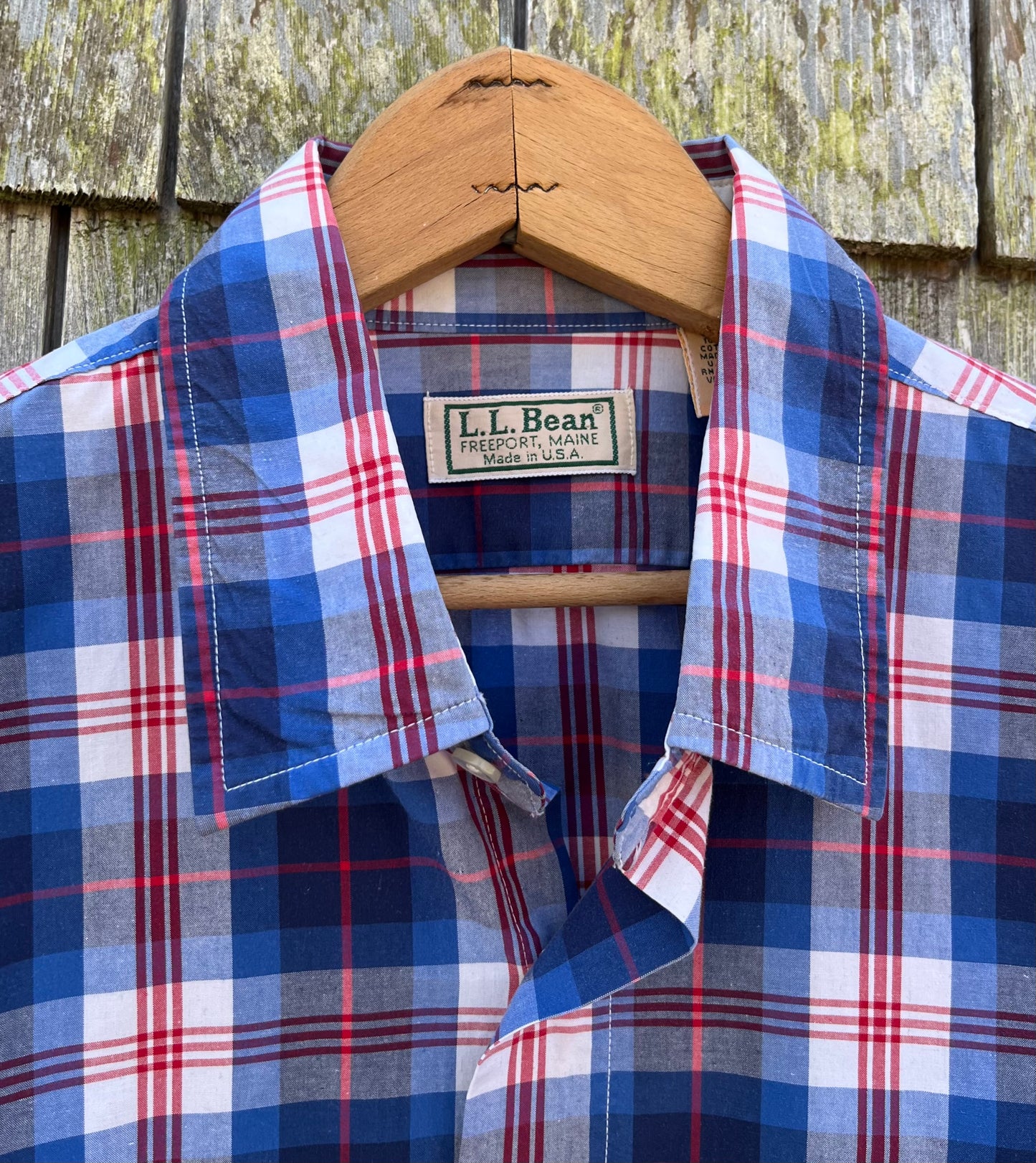 80s L.L. Bean Short Sleeve Cotton Button Front Shirt (L/XL)