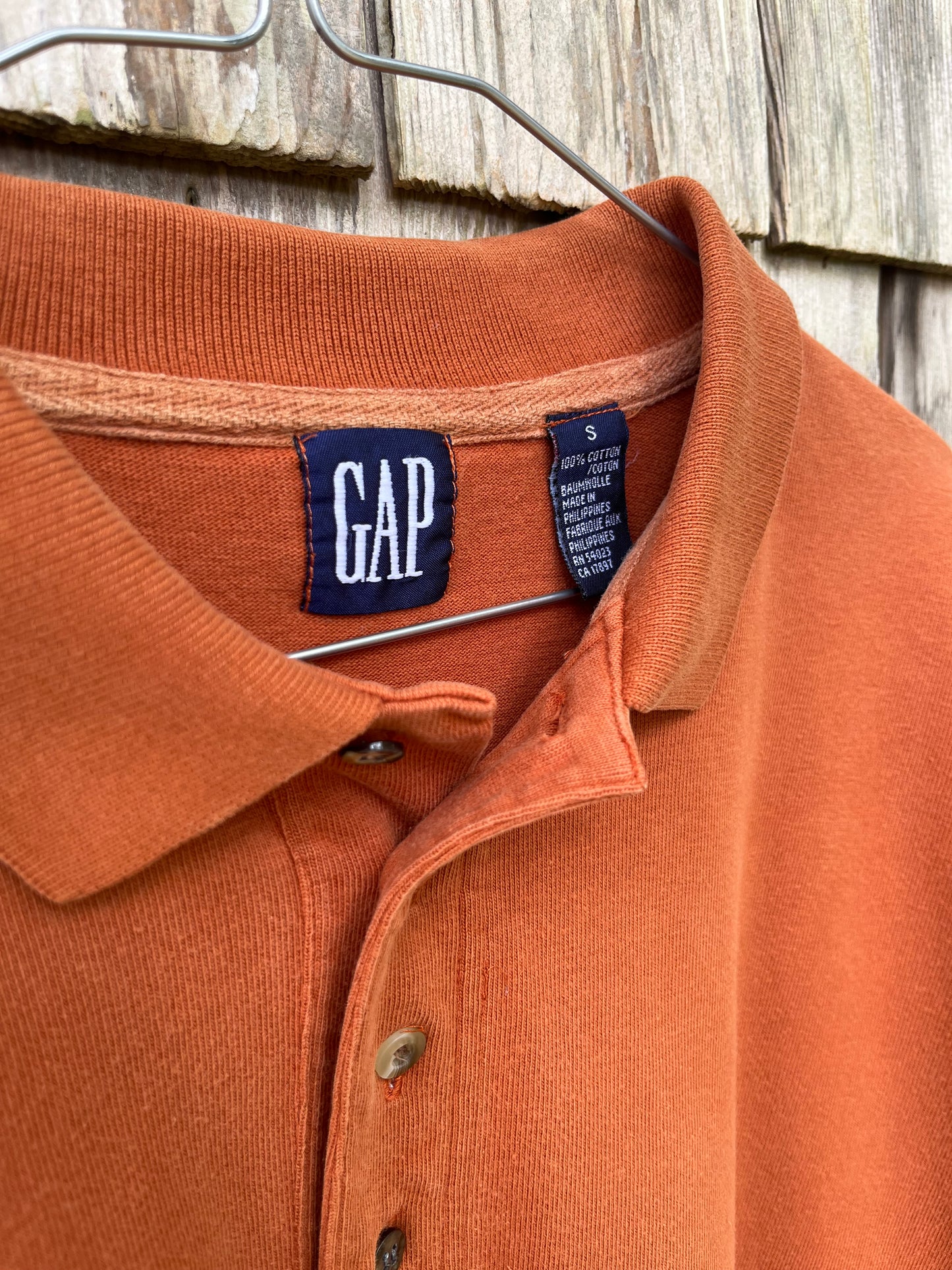 90s GAP Long Sleeve Cotton Polo Shirt (L)