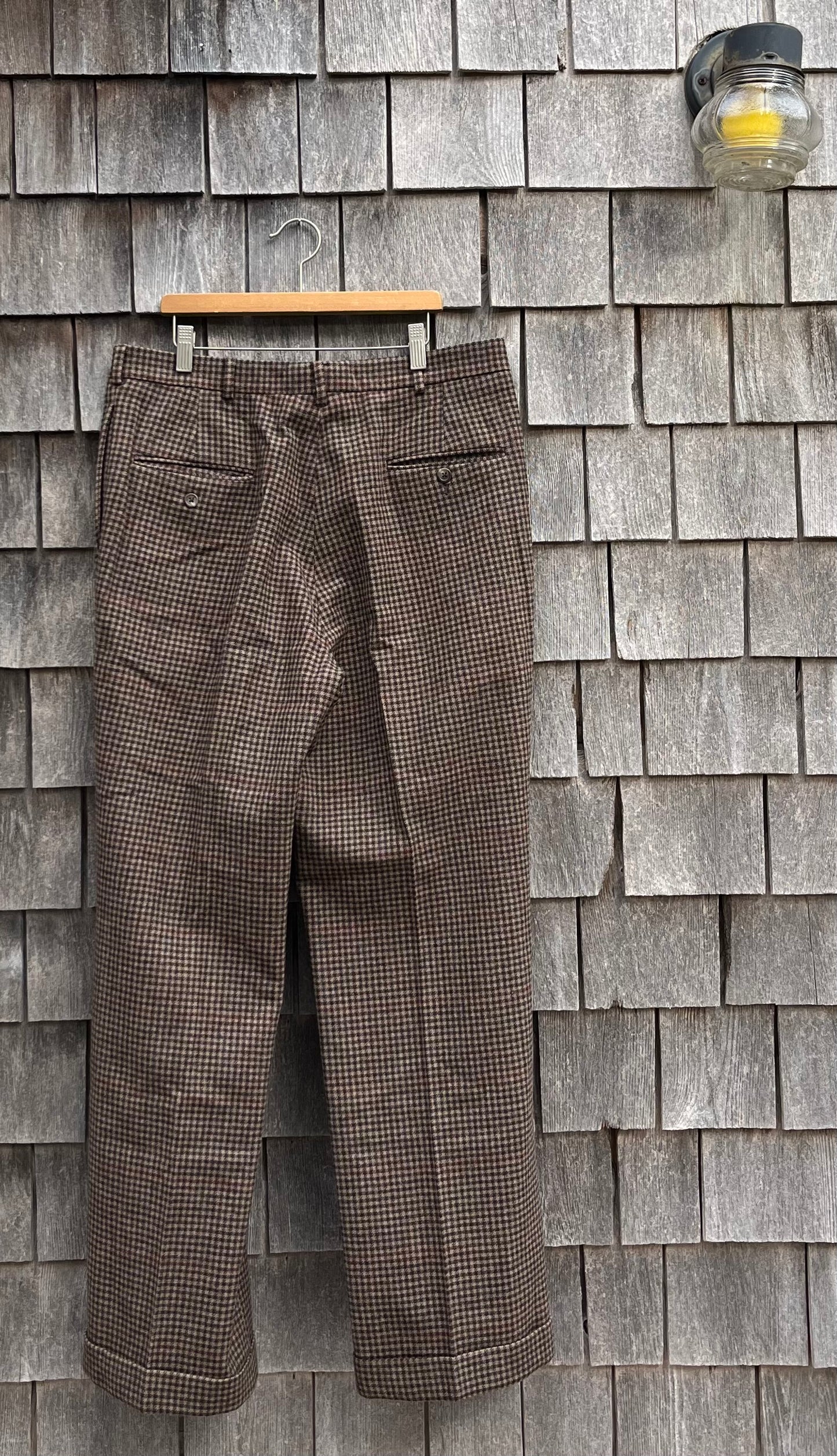 80s Polo Ralph Lauren Herringbone Check Wool Trousers (34/32)