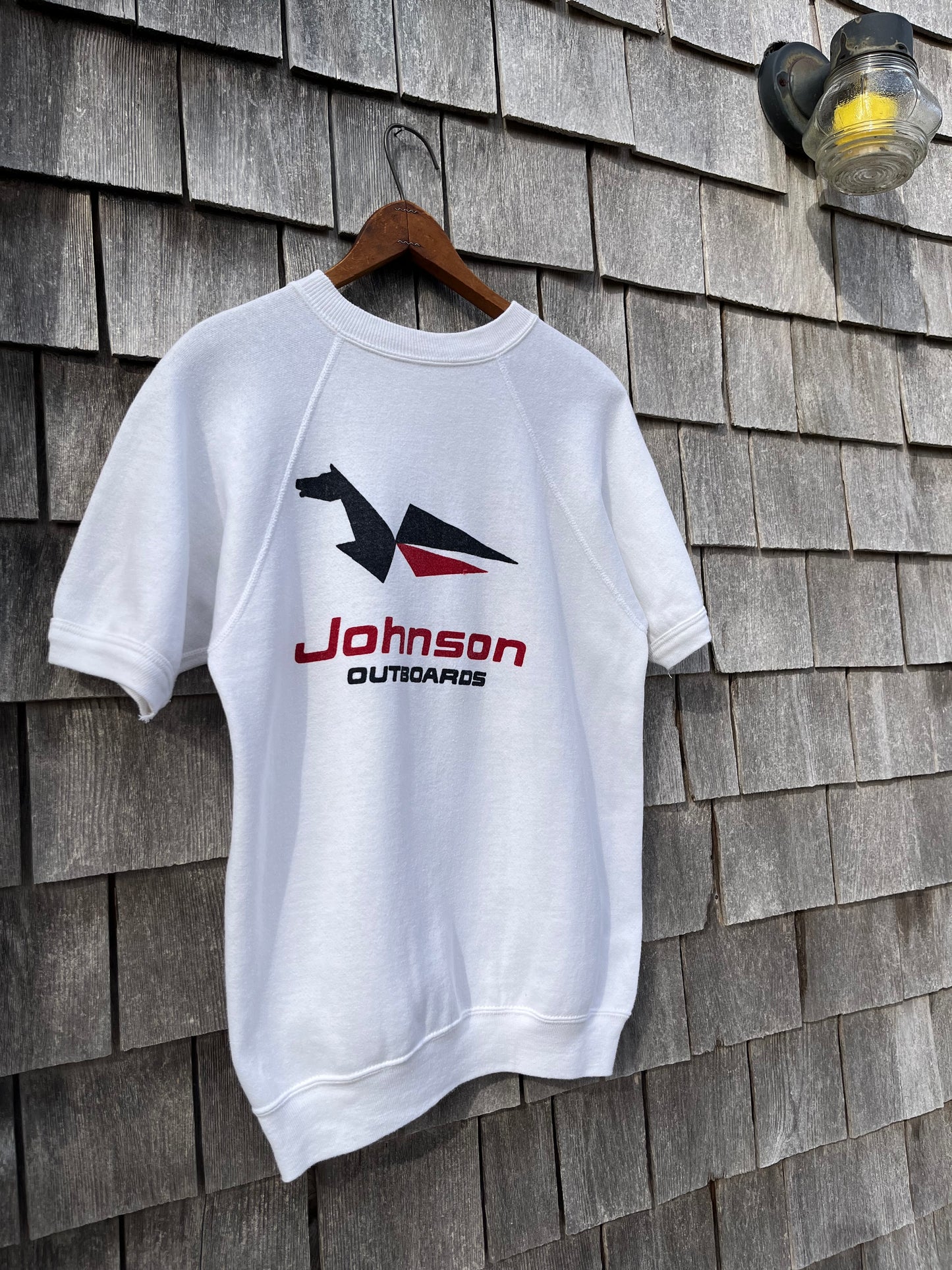 70s Johnson Outboards Short Sleeve Sweatshirt (M)