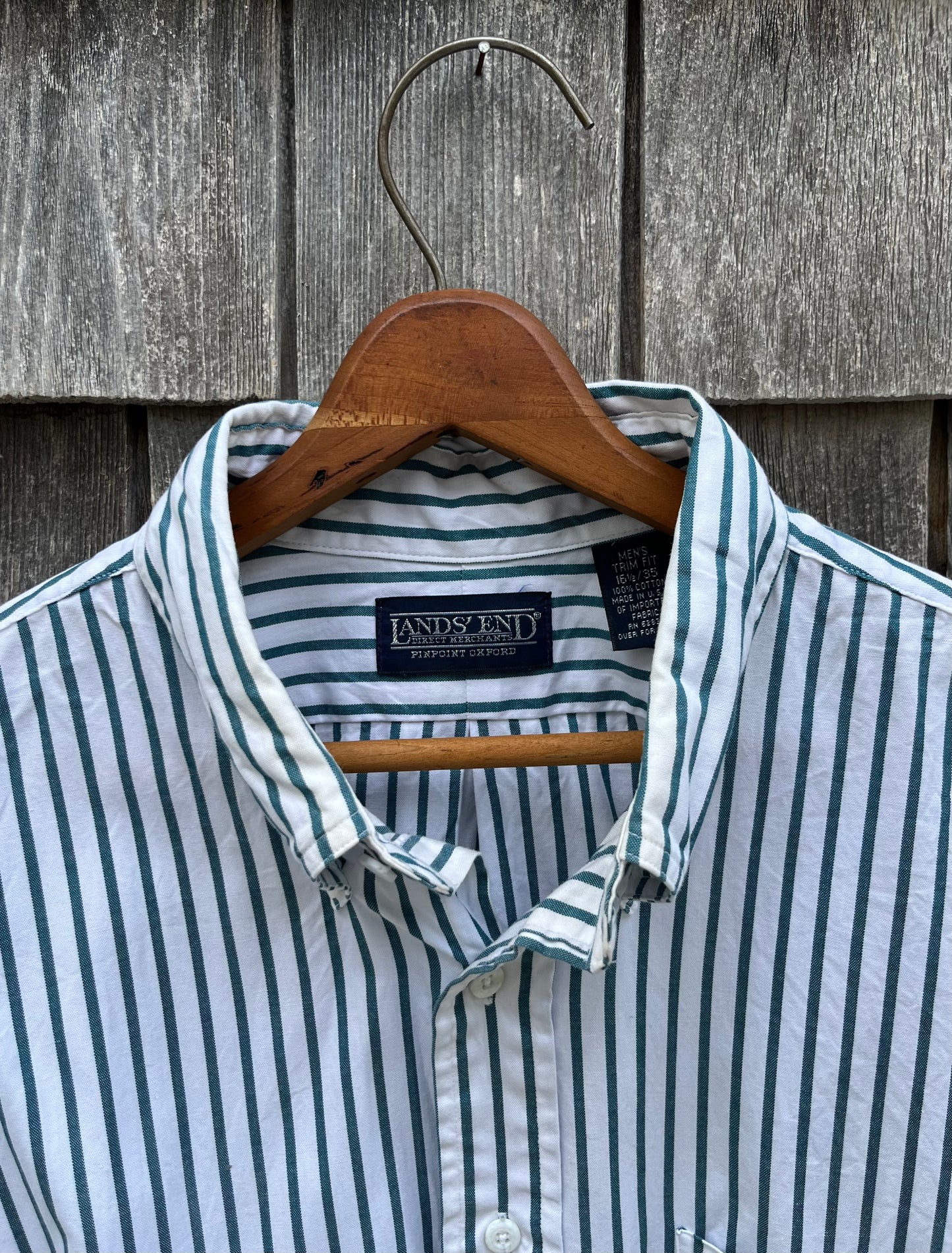 90s Lands’ End Candy Stripe Pinpoint Oxford Button Down Shirt (16.5 / 35)