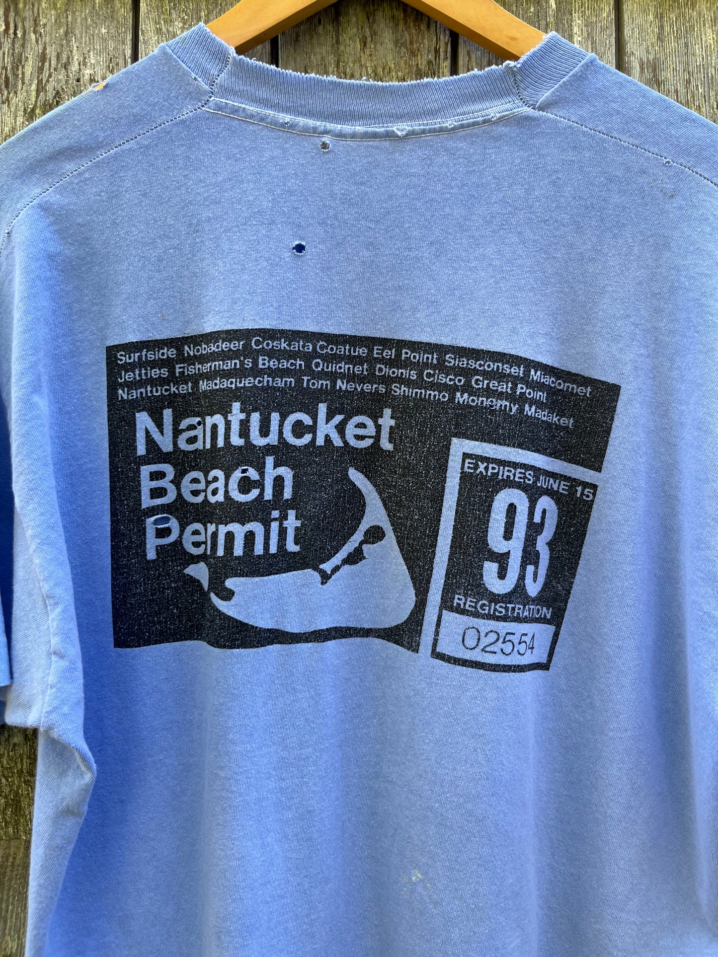 90s Nantucket Beach Permit Pigment Dye T-Shirt (L/XL)