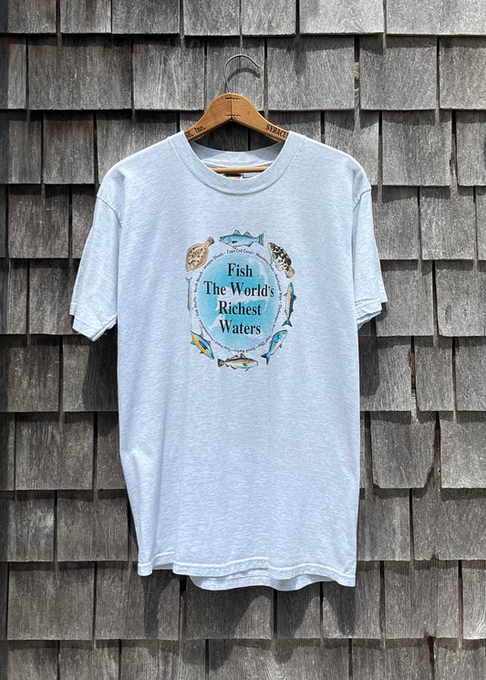 90s Cape Cod Fishing ‘Fish The World’s Richest Waters’ T-Shirt (M)