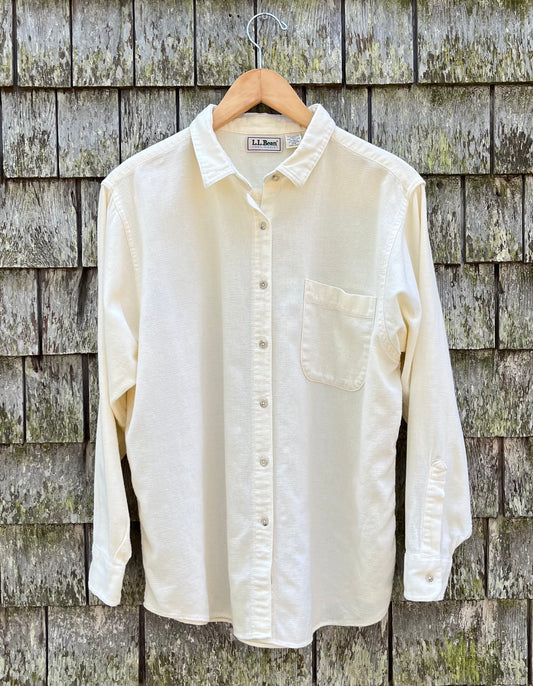 90s L.L. Bean ‘Cool Weave’ Open Weave Cotton Button Front Shirt (M/L)