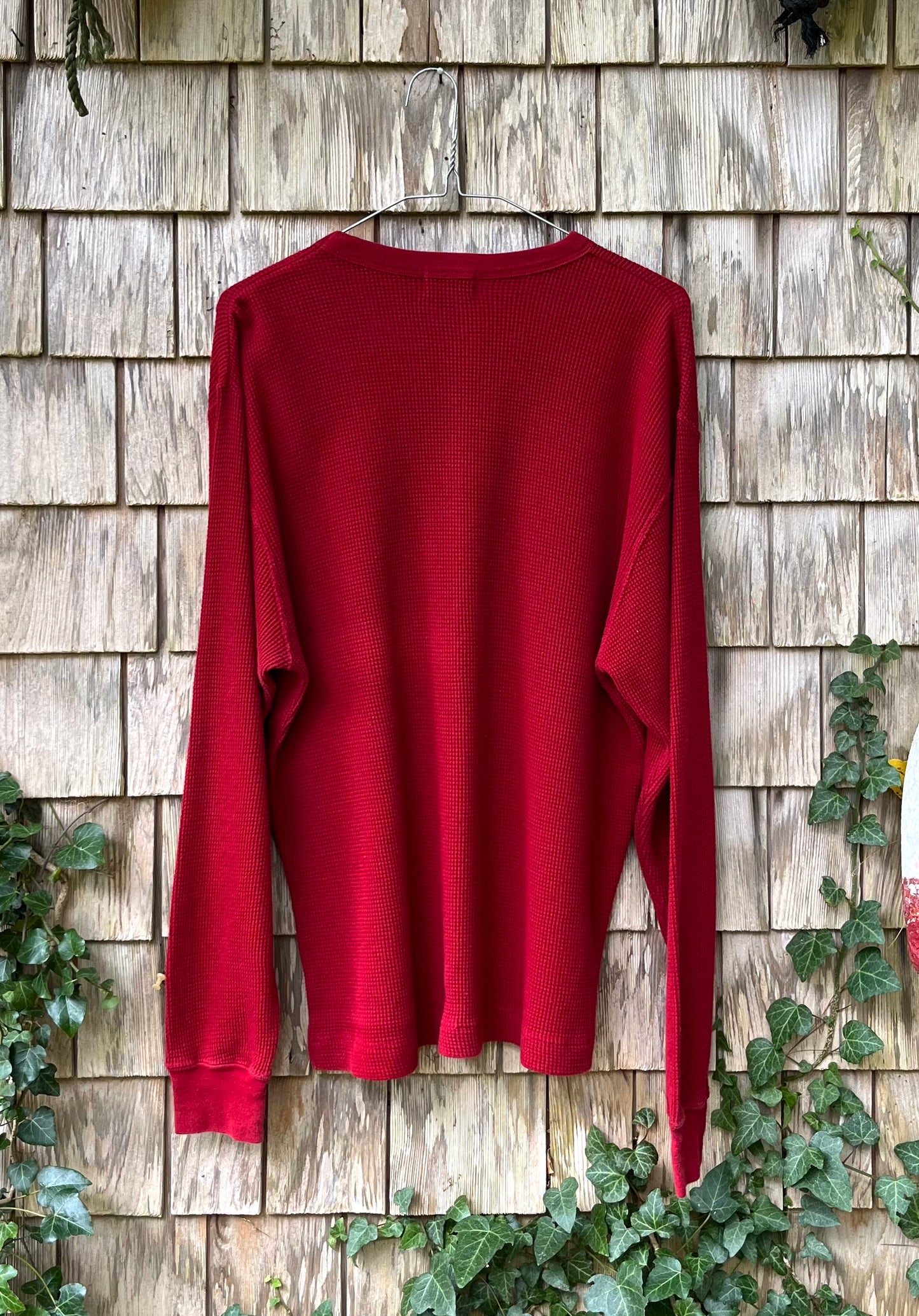 90s J. Crew Waffle Knit Cotton Thermal Shirt (L)