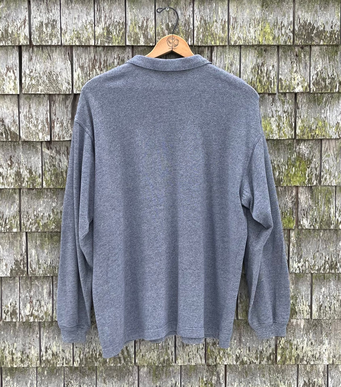 90s Banana Republic Heather Indigo Cotton Long Sleeve Polo Shirt (L/XL)