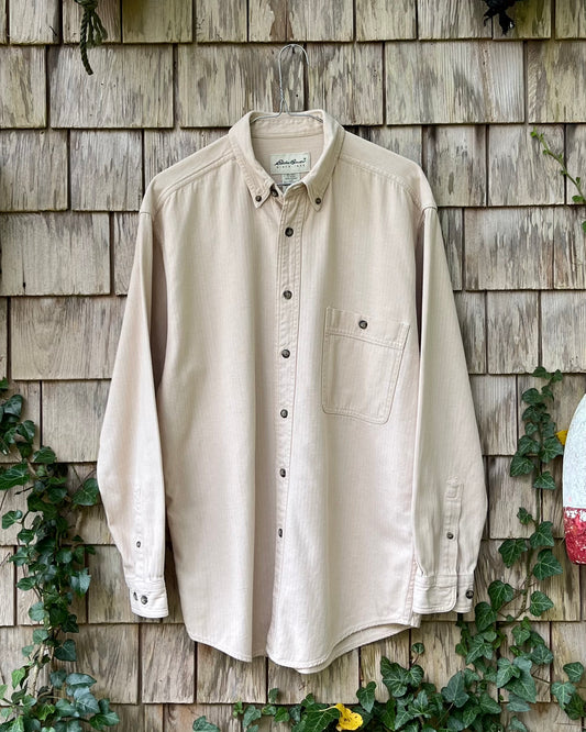 90s Eddie Bauer Herringbone Twill Weave Cotton Button Down Shirt (L)
