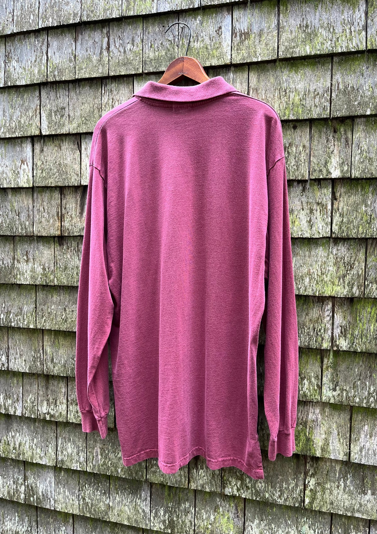 90s J.Crew Garment Dye Cotton Long Sleeve Polo Shirt (L)