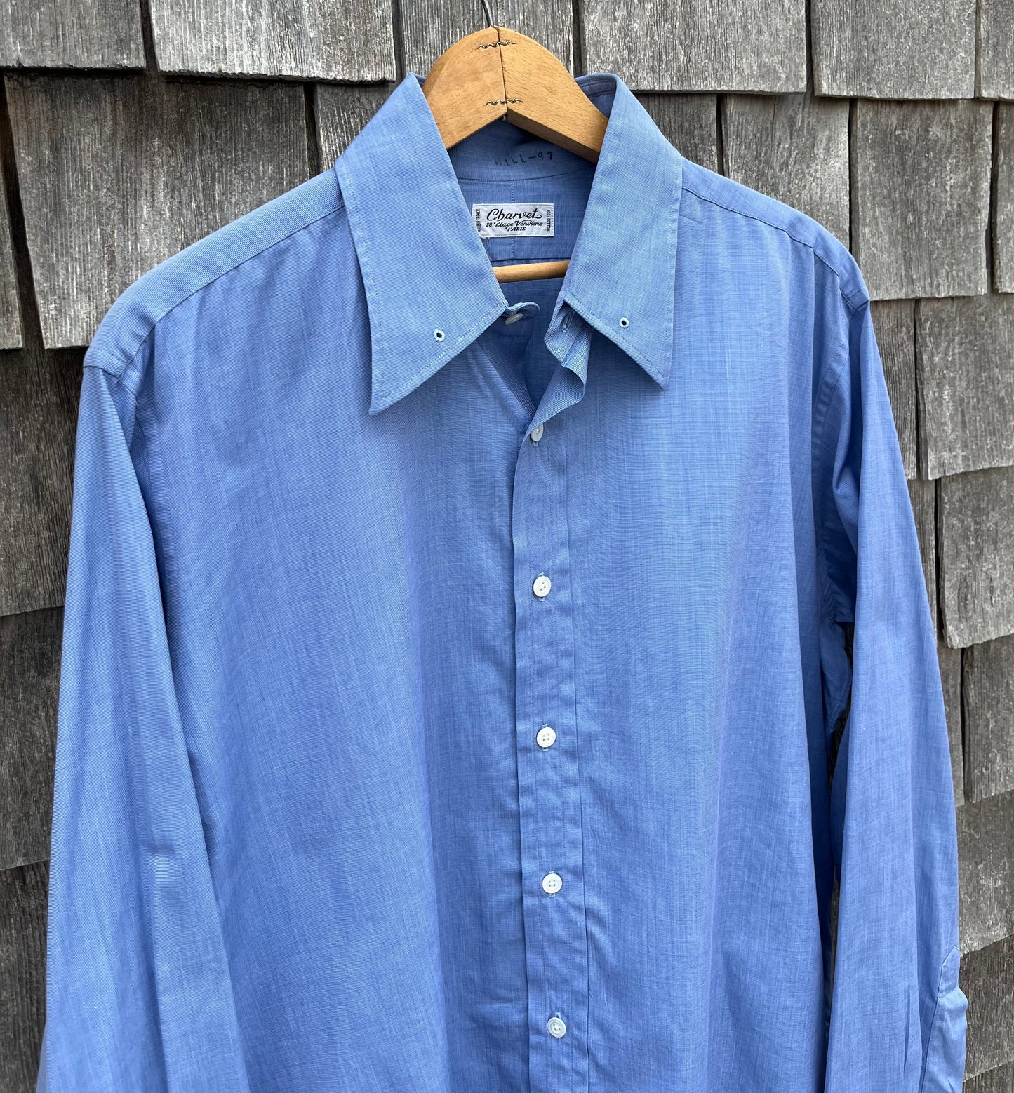 90s Charvet End on End Cotton Button Up French Cuff Shirt (L/XL)