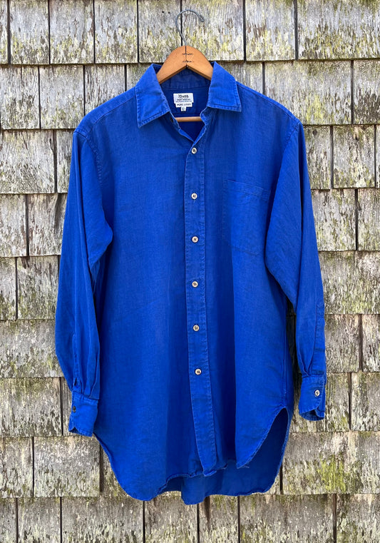 90s Budd Shirtmakers London Linen Button Front Shirt (M/L)