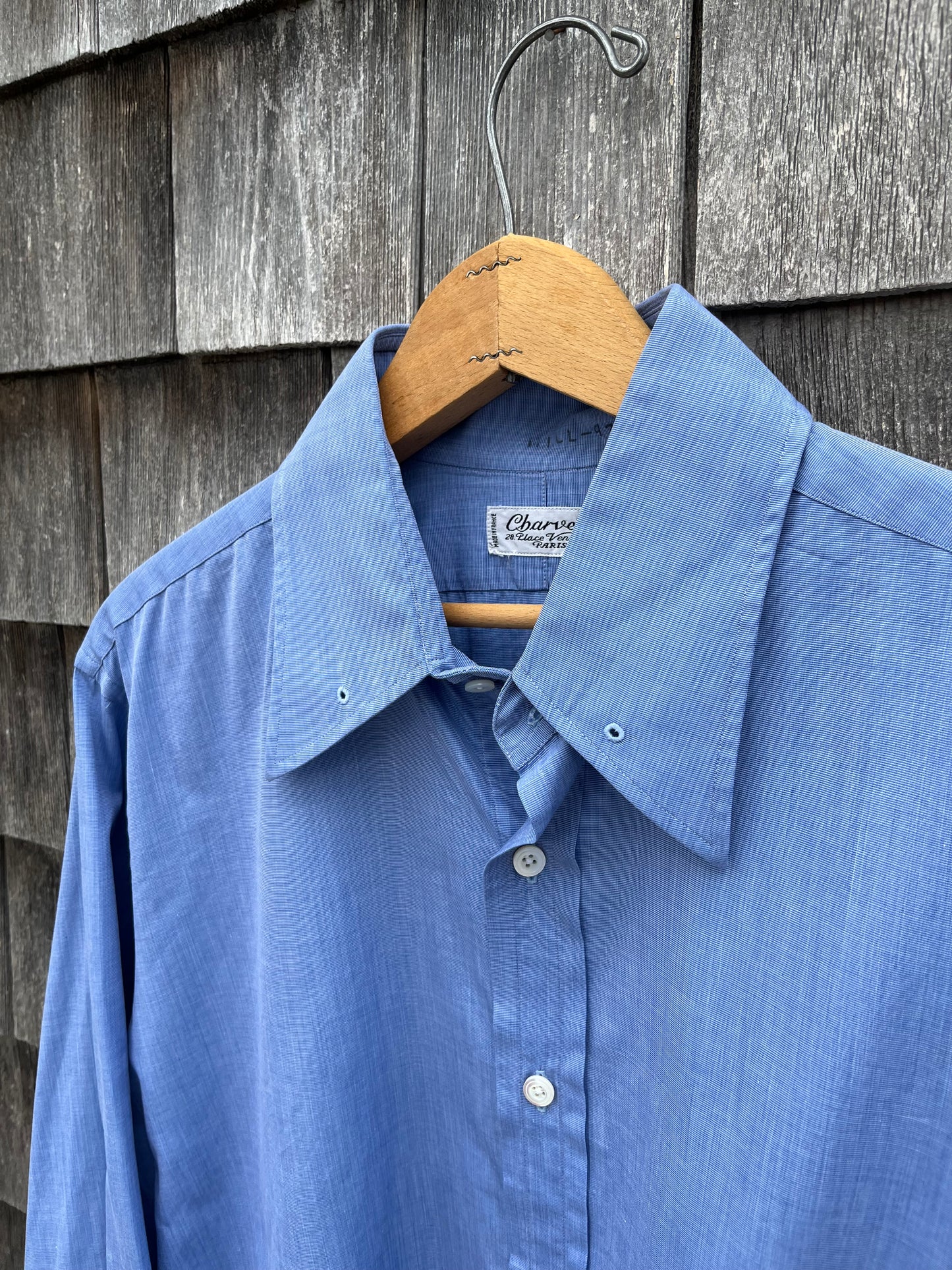90s Charvet End on End Cotton Button Up French Cuff Shirt (L/XL)