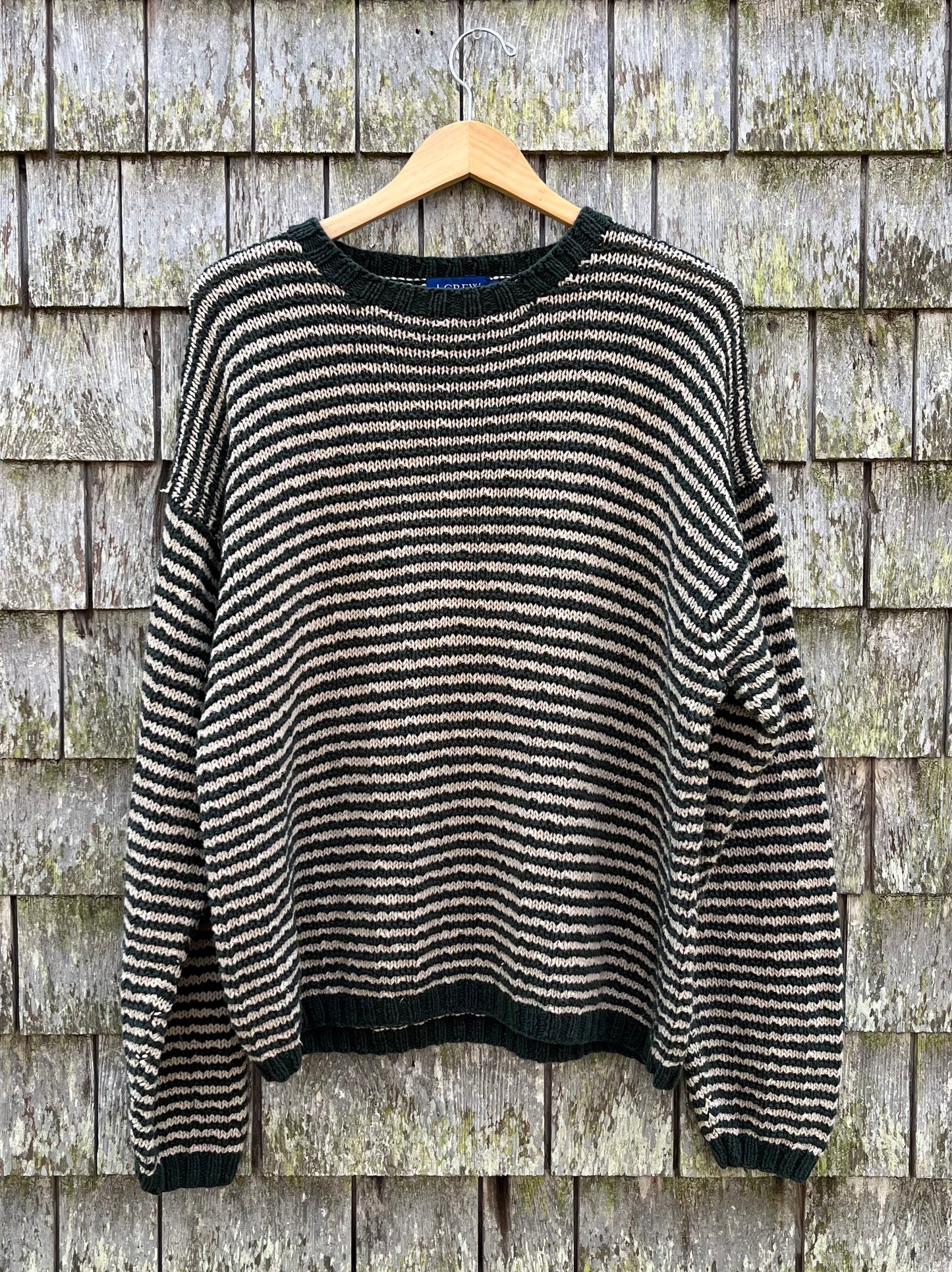 90s J.Crew Linen Cotton Broken Stripe Knit Sweater (XL)