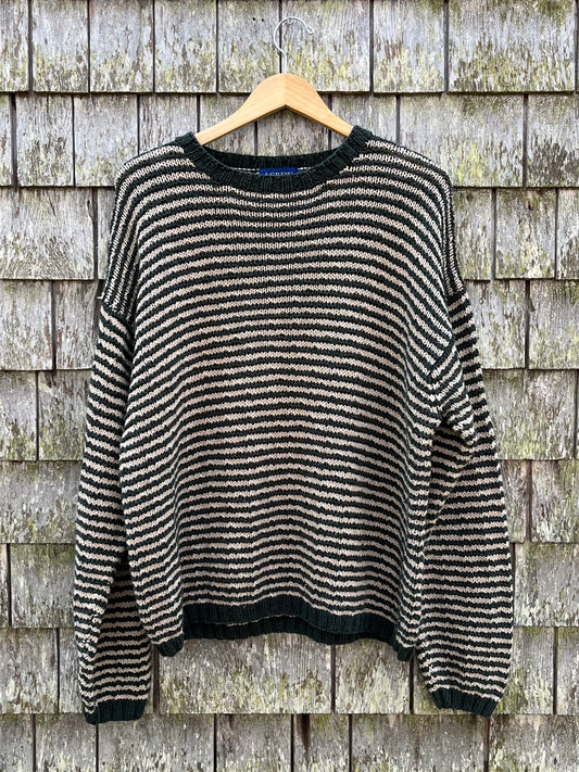 90s J.Crew Linen Cotton Broken Stripe Knit Sweater (XL)
