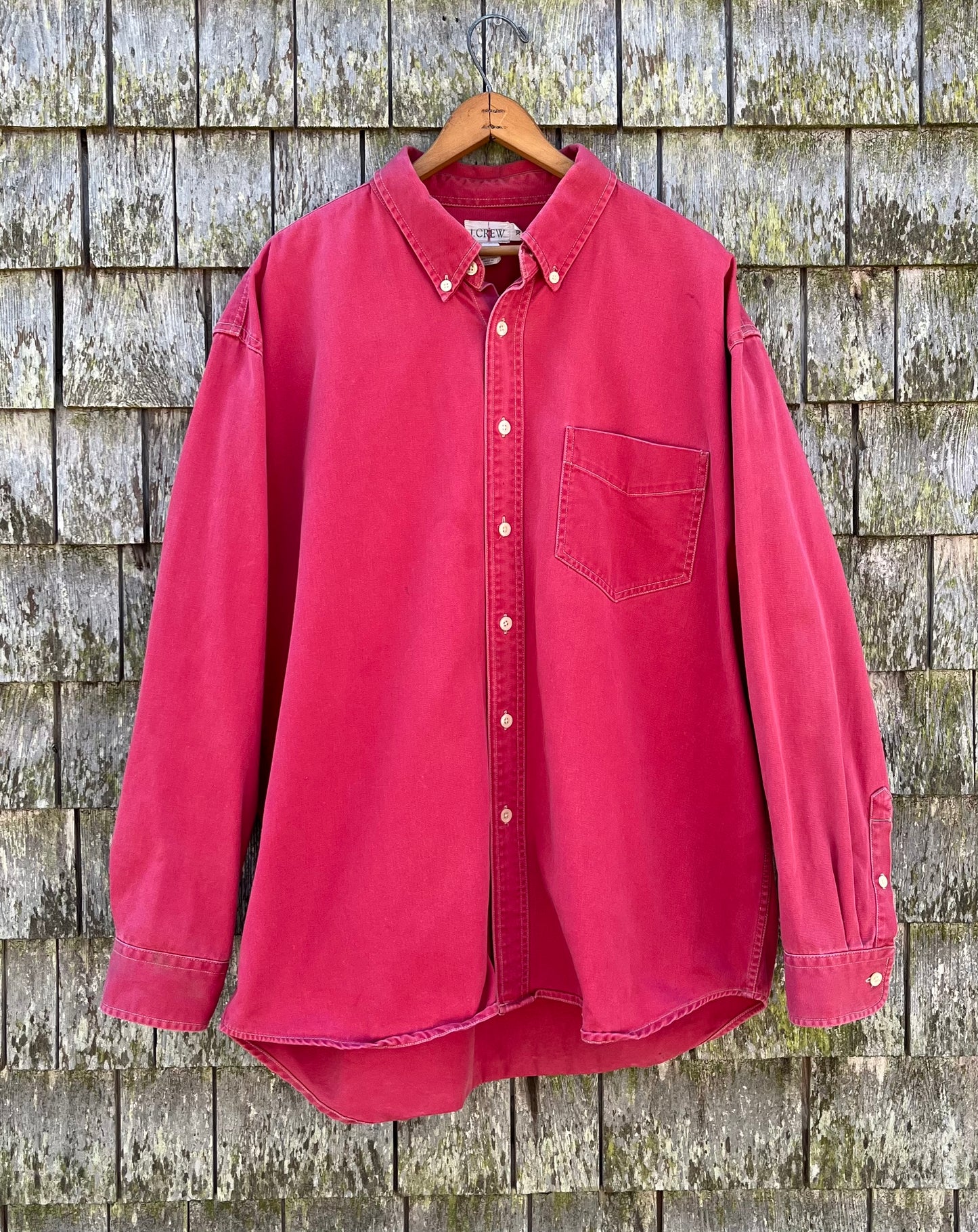 90s J.Crew Cotton Canvas Button Front Shirt (XL)