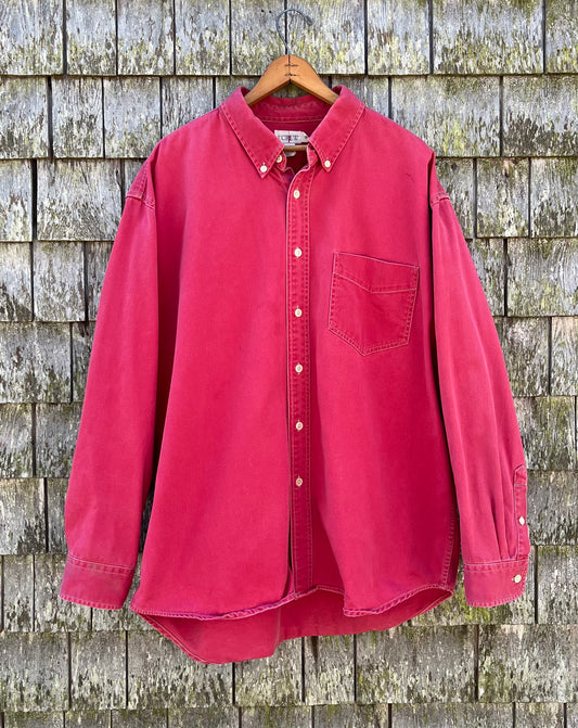 90s J.Crew Cotton Canvas Button Front Shirt (XL)