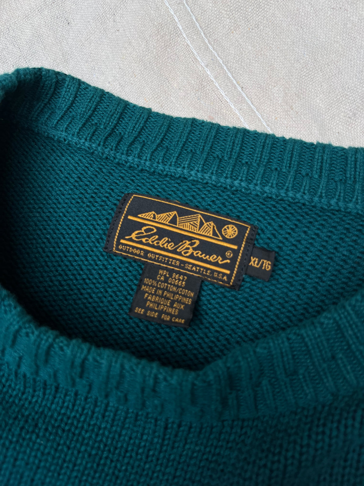 90s Eddie Bauer Shaker Stitch Cotton Knit Sweater (XL)