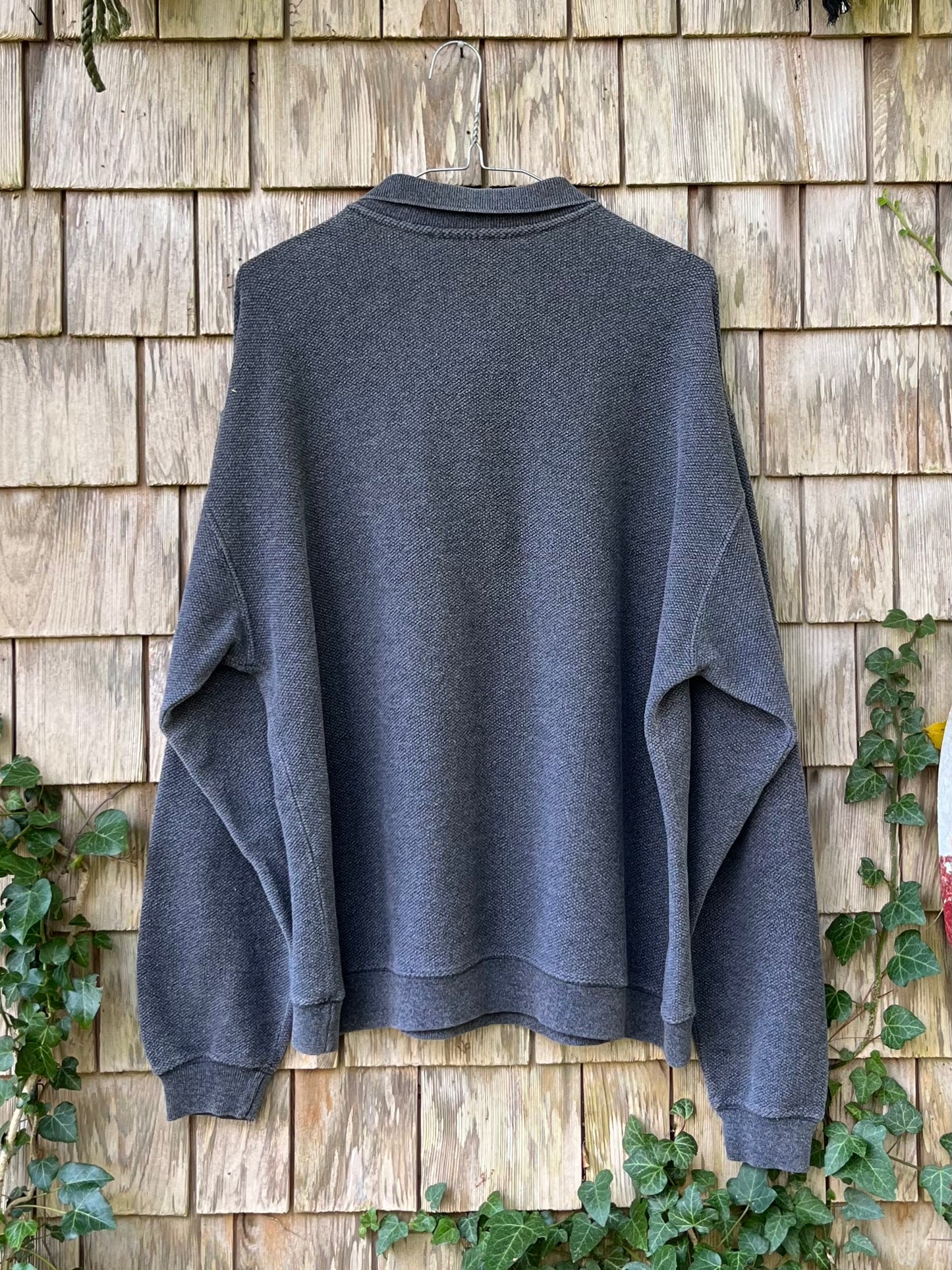 90s Lands’ End Heavyweight Cotton Pique Pullover Shirt (L)