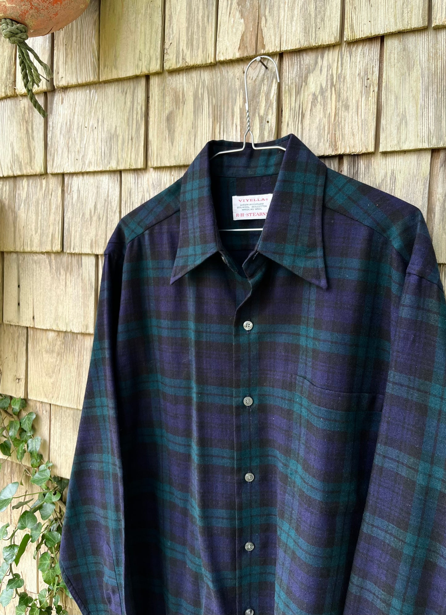 70s R.H. Stearns Viyella Wool Blend Button Front Shirt (XL)