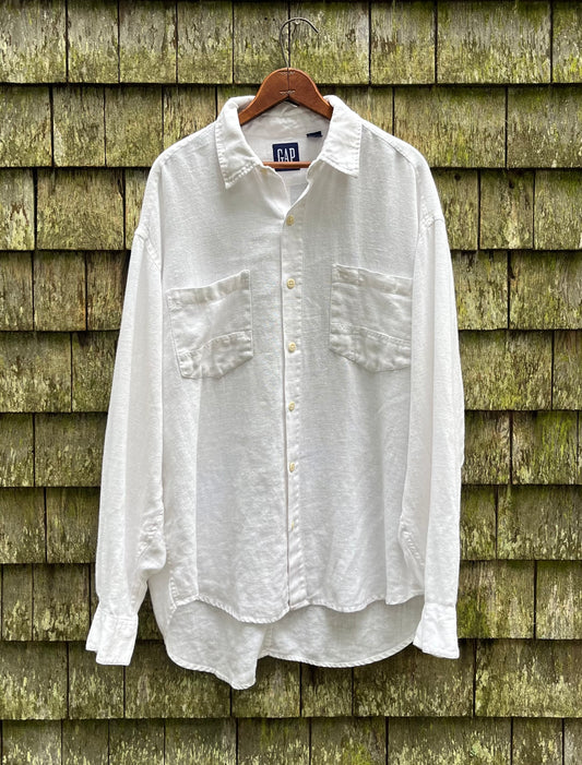 90s GAP Linen Button Front Shirt (XL)