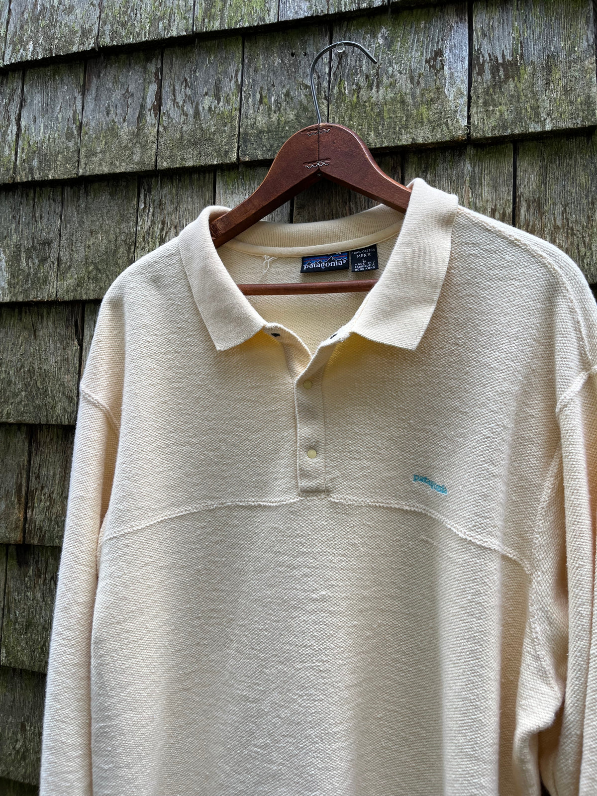 90s Patagonia Snap Collar Cotton Pique Pullover Shirt (L)