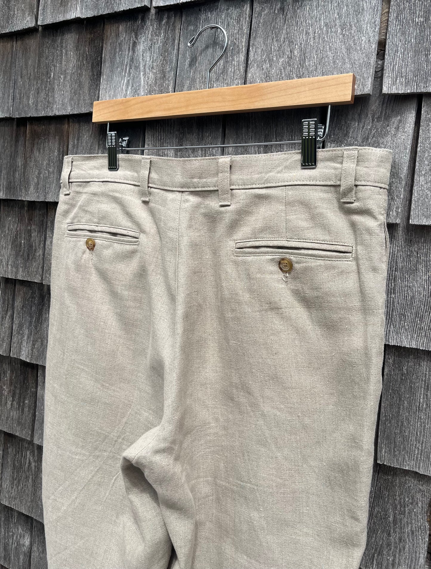 90s Berle Flat Front Linen Trousers (36/31)