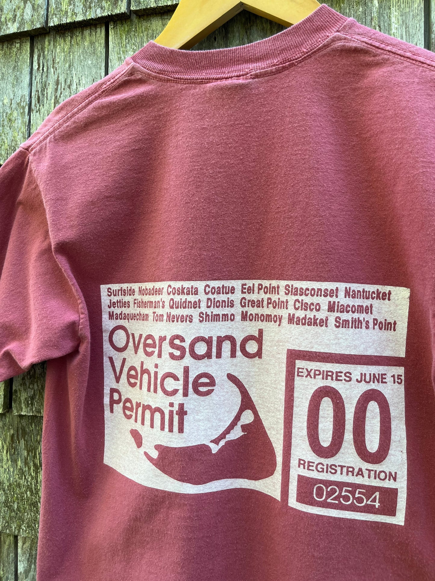 00s Nantucket Oversand Vehicle Permit Pigment Dye T-Shirt (S)