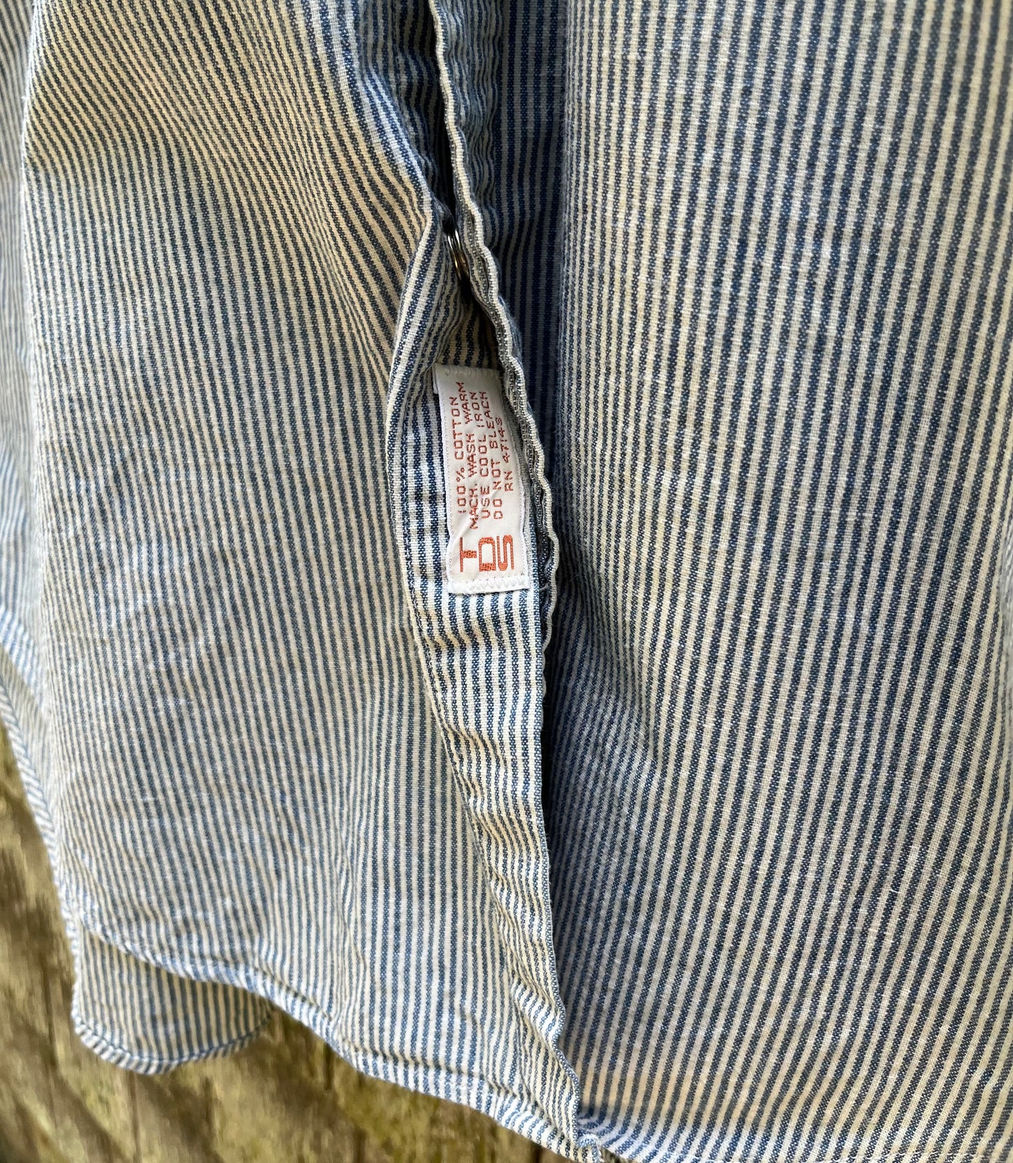 90s L.L. Bean Cotton Hickory Stripe Western Snap Front Shirt (L)