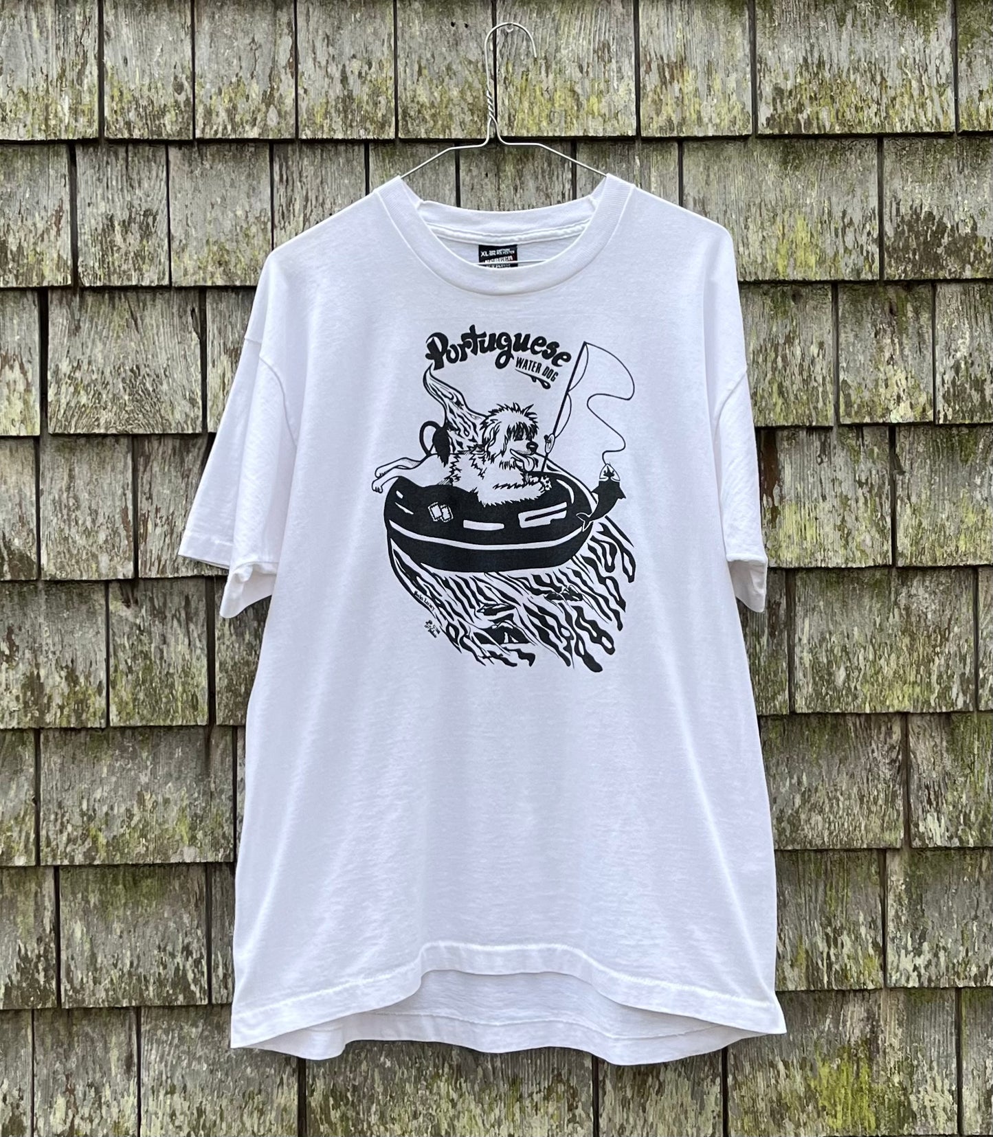 80s Portuguese Water Dog Float Fishing T-Shirt (L)