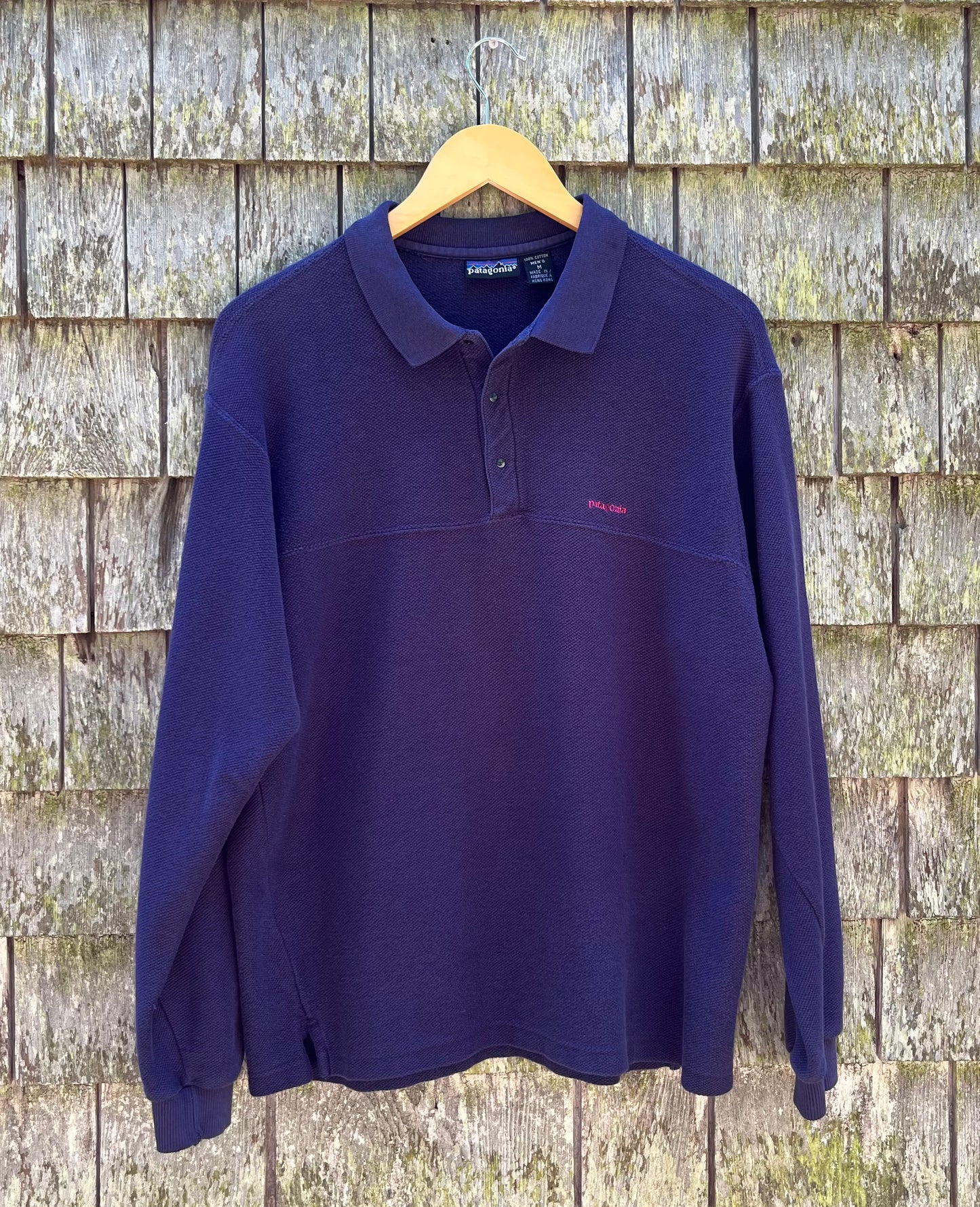 90s Patagonia Cotton Pique Snap Collar Pullover Shirt (L)