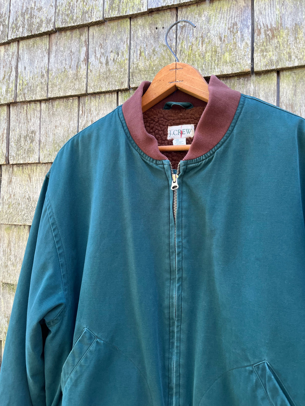 90s J.Crew Shearling Lined Cotton Bomber Jacket (L)