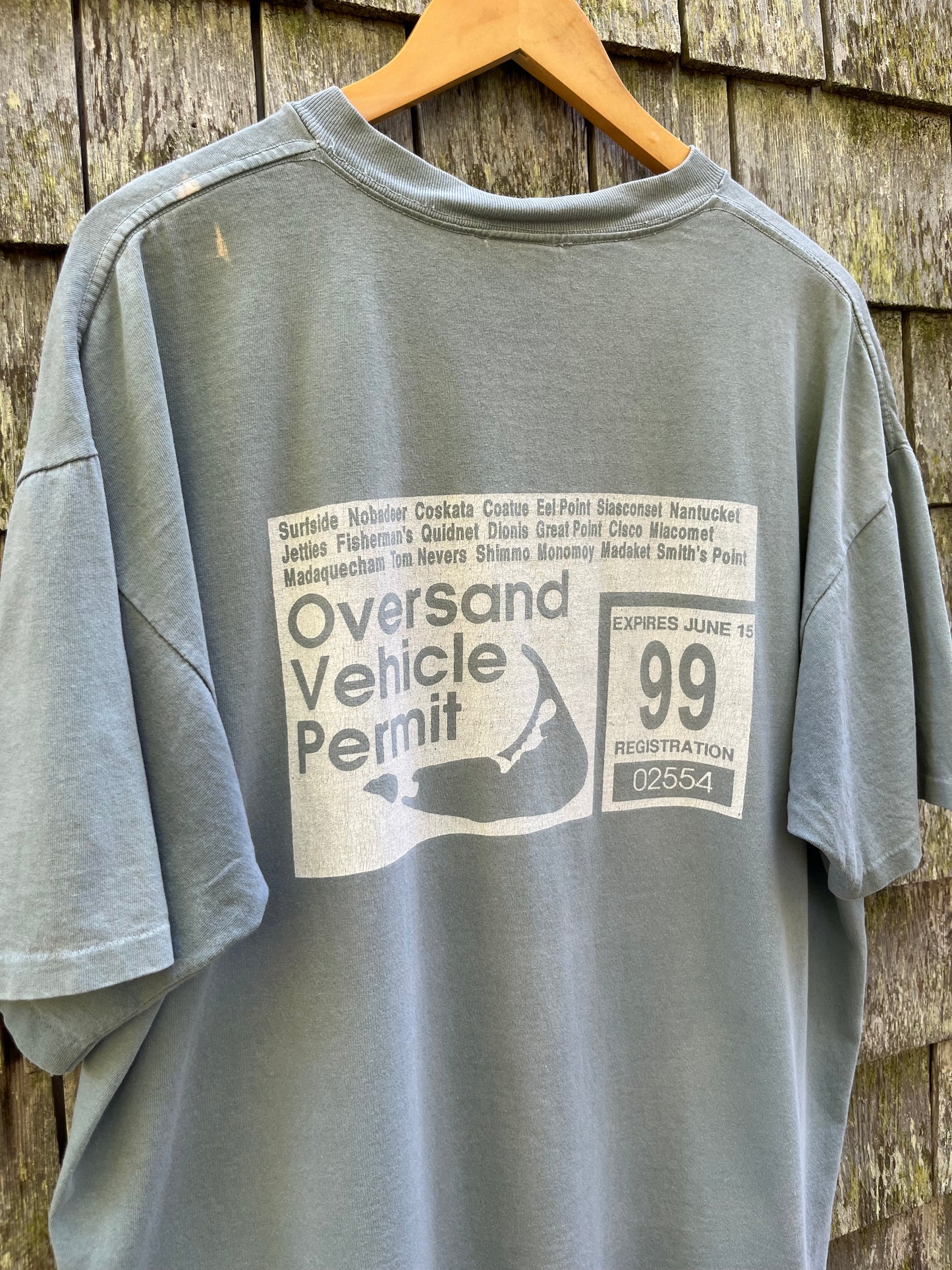 90s Nantucket Oversand Vehicle Permit Pigment Dye T-Shirt (XL)