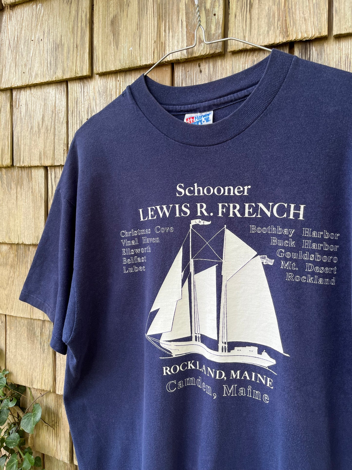 90s Schooner Lewis R. French Rockland Camden Maine T-Shirt (L)