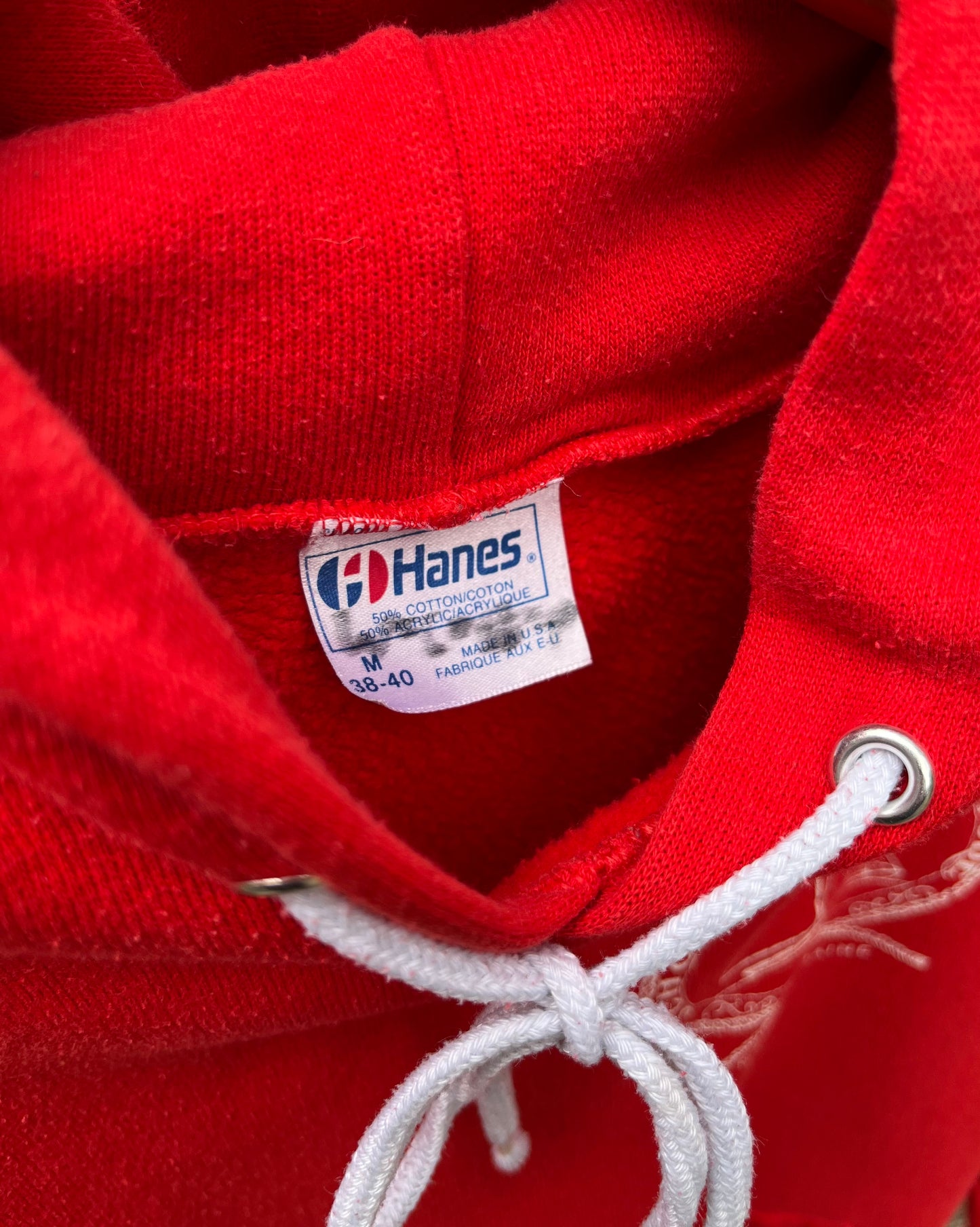 80s Camden Maine Schooner Adventure Raglan Sleeve Hooded Sweatshirt (M)